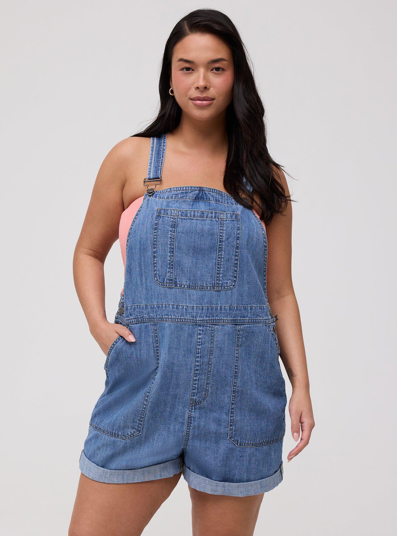 Lightweight Denim Shortall, MEDIUM WASH, hi-res