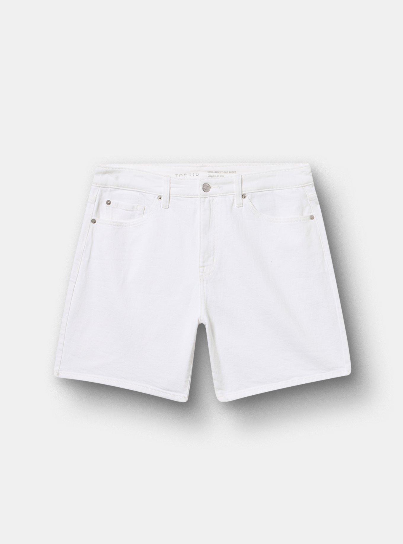 7'' High-Rise Dad Denim Short, NEW WHITE, hi-res