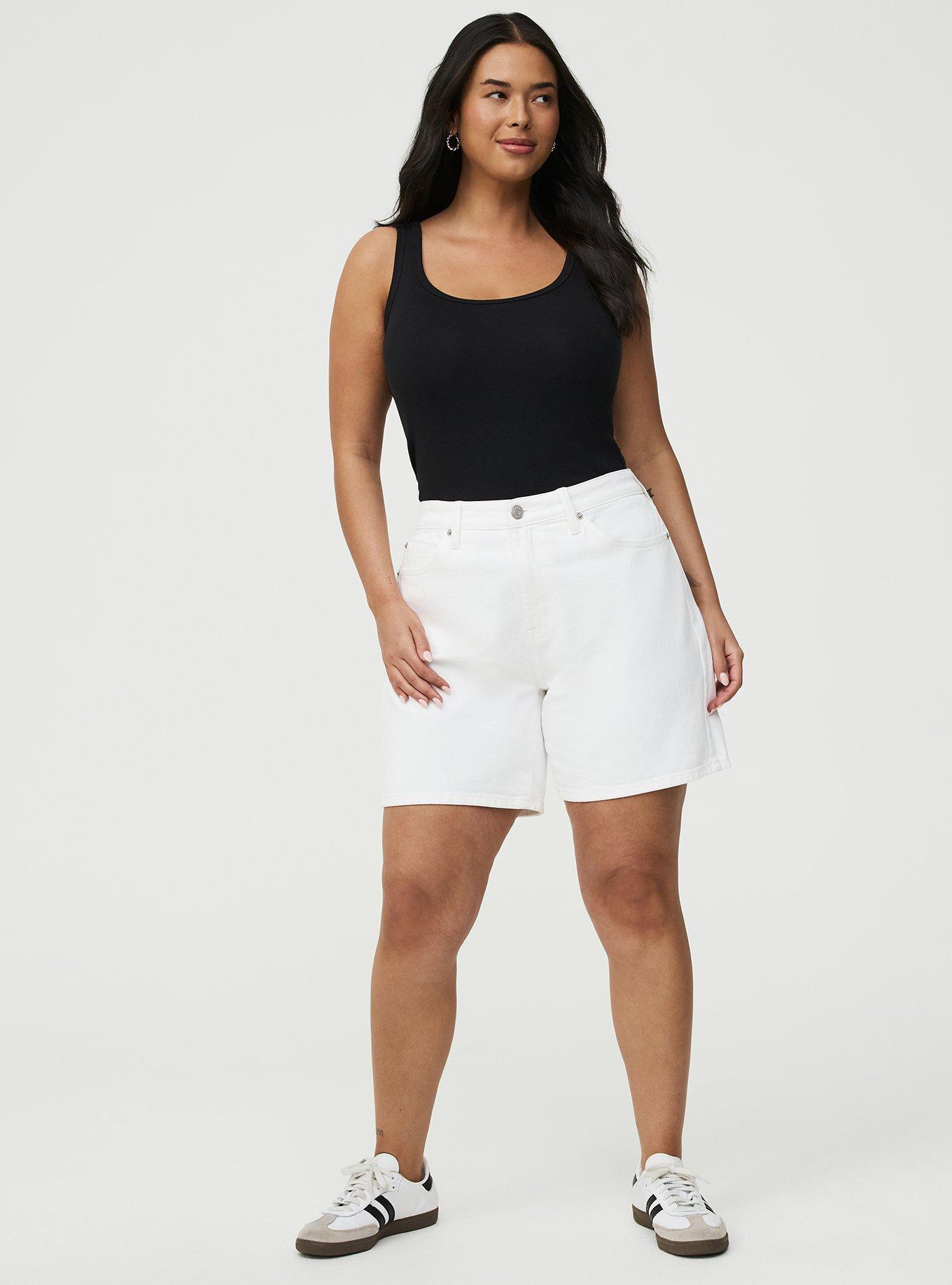 7'' High-Rise Dad Denim Short, NEW WHITE, hi-res