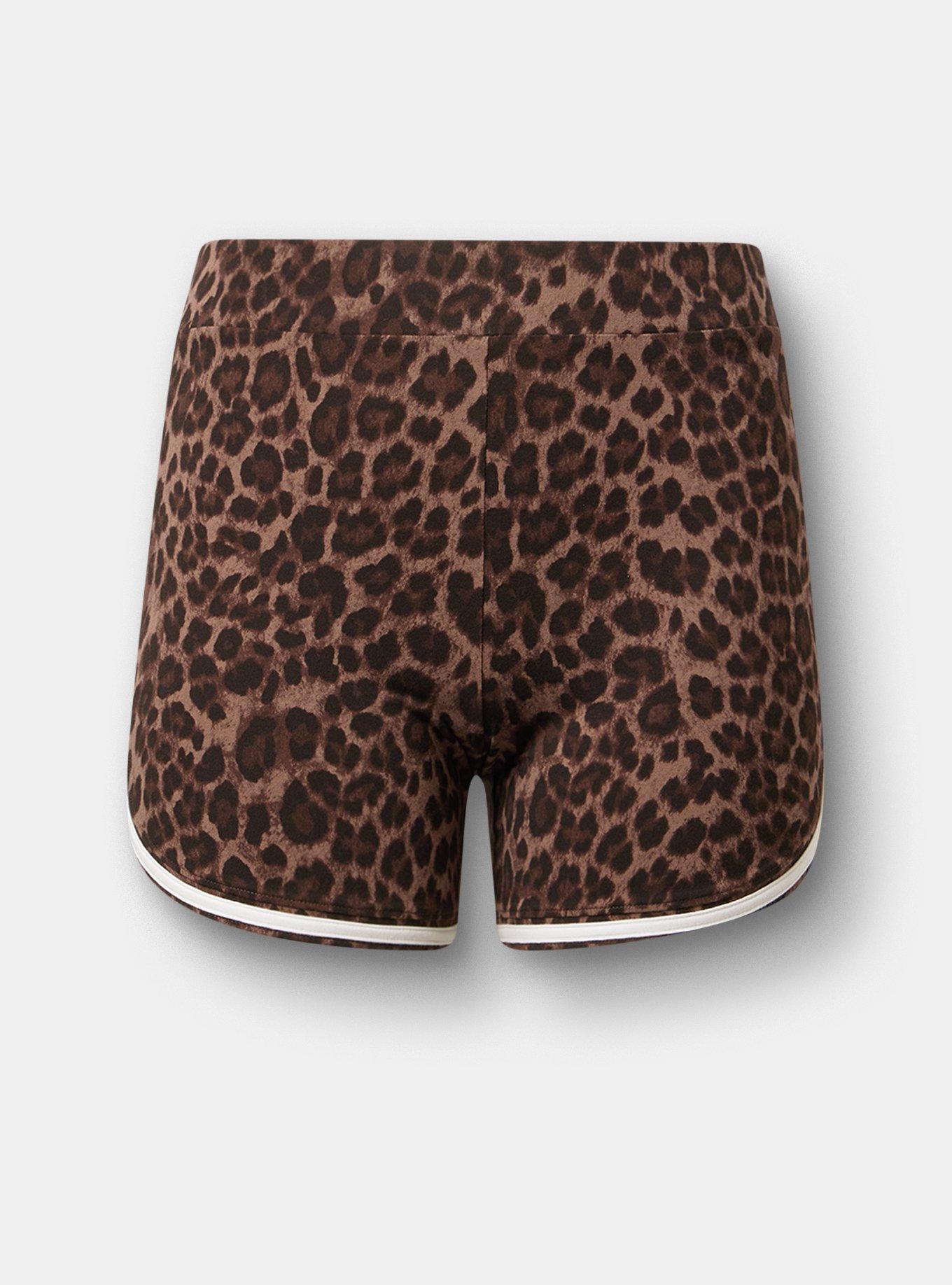 5'' Dolphin Hem Bike Short, FIFTIES LEOPARD BROWN BLACK, hi-res