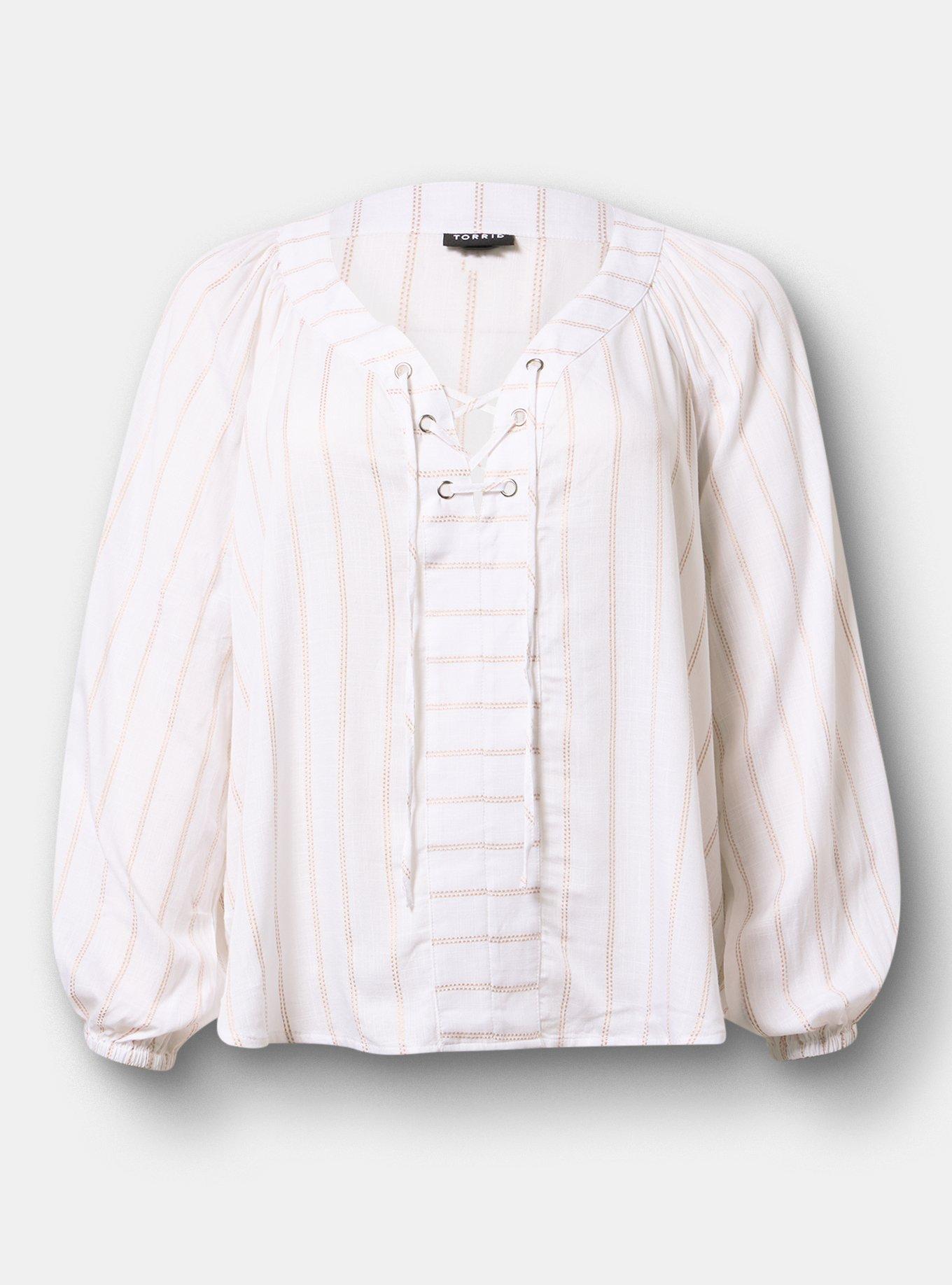Raglan Lace-Up Blouse, SAIL STRIPE BLANC DE BLANC CEMENT, flat