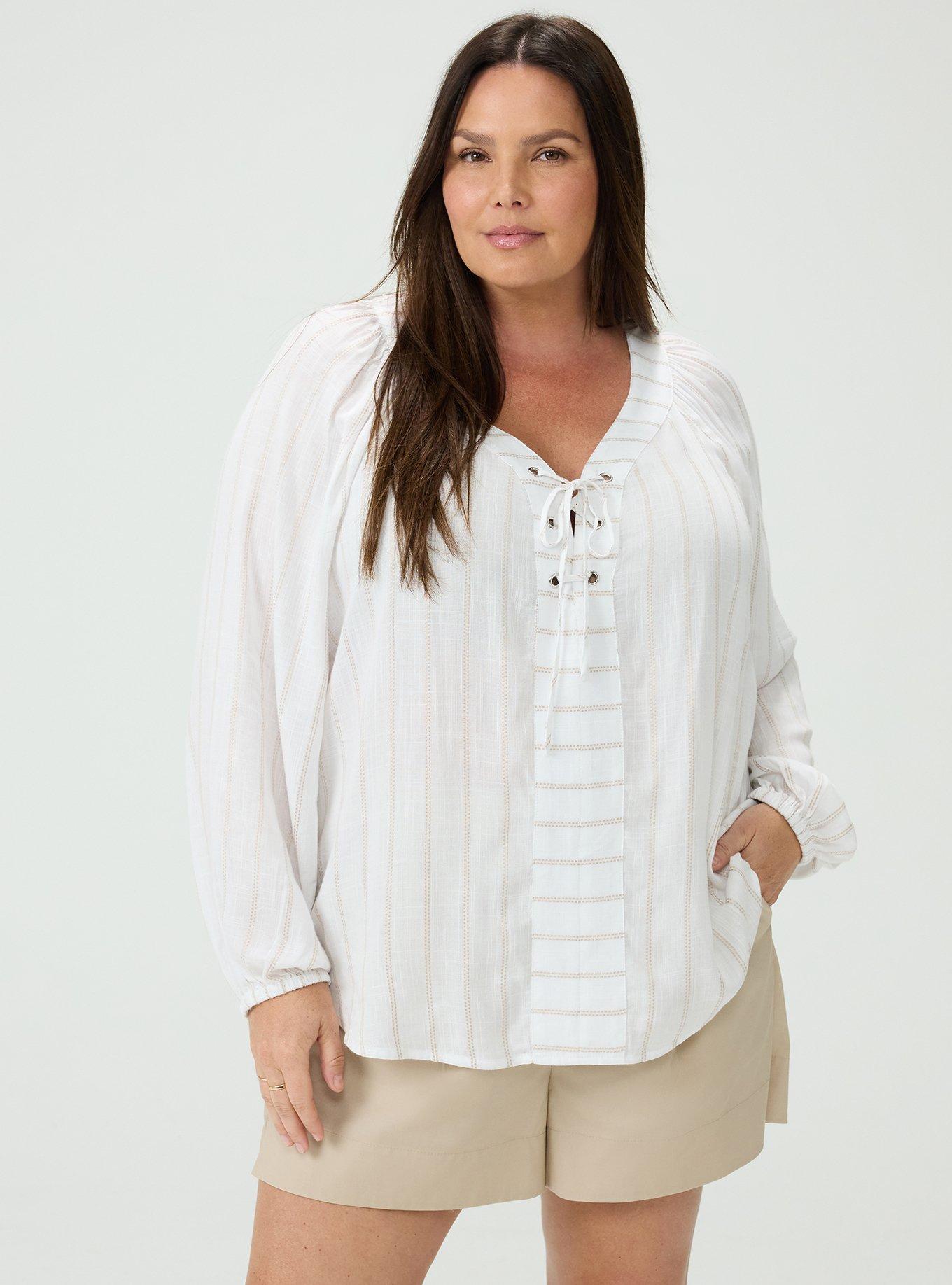 Raglan Lace-Up Blouse, SAIL STRIPE BLANC DE BLANC CEMENT, hi-res