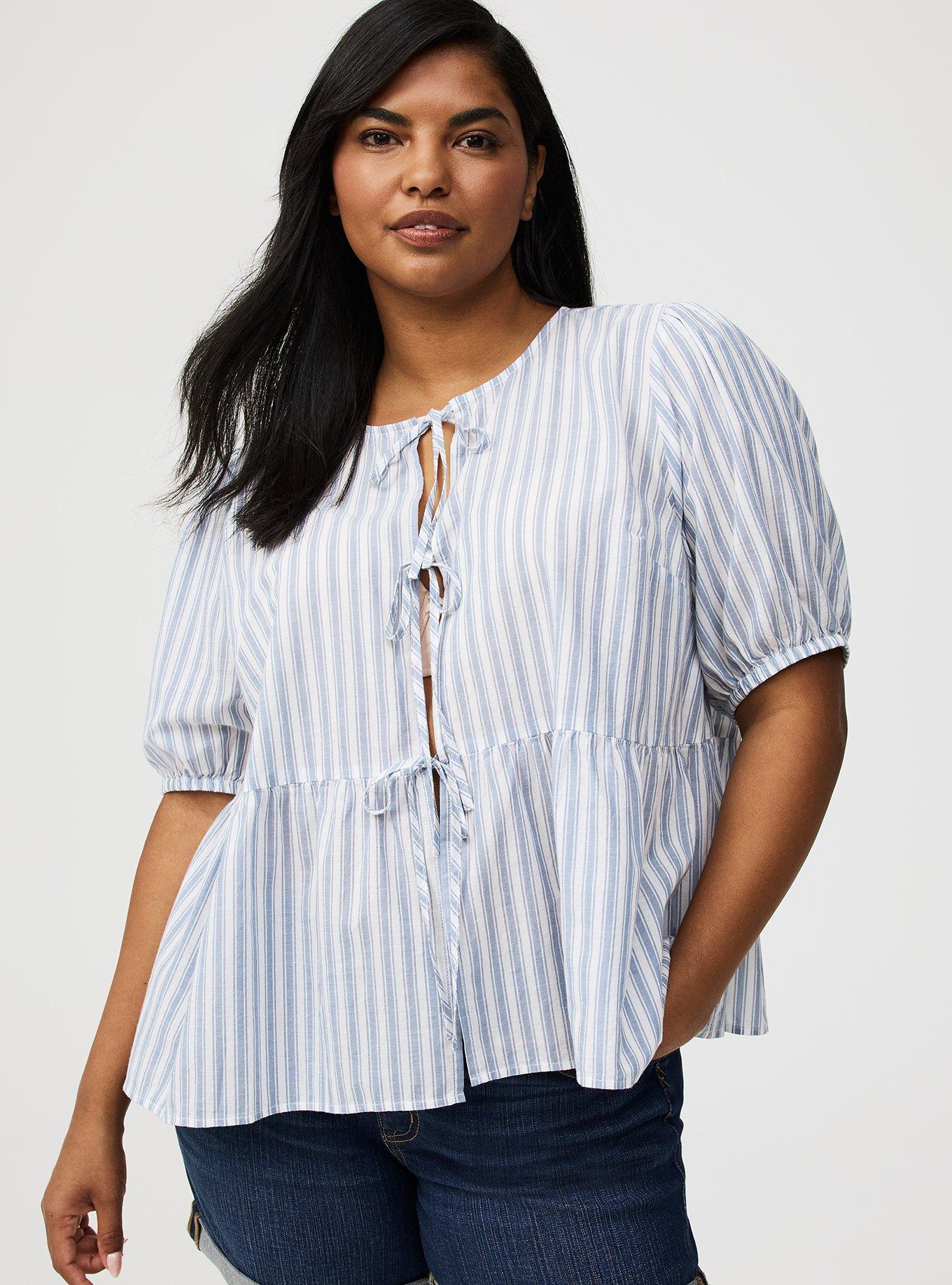 Puff Sleeve Tie Front Blouse