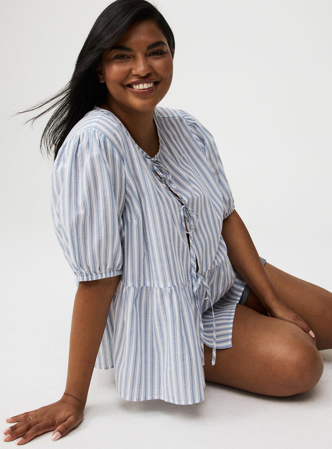Puff Sleeve Tie Front Blouse