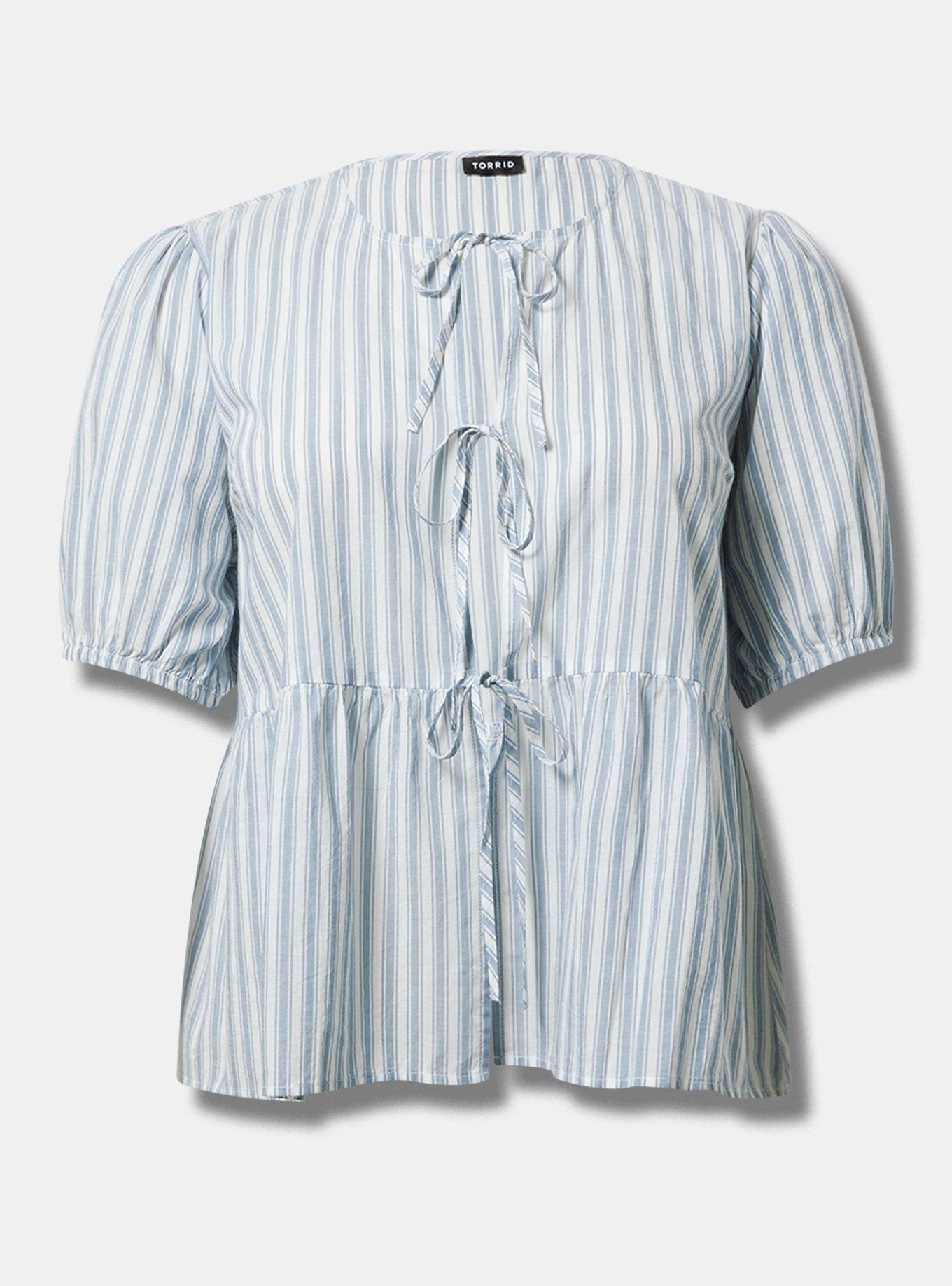 Puff Sleeve Tie Front Blouse