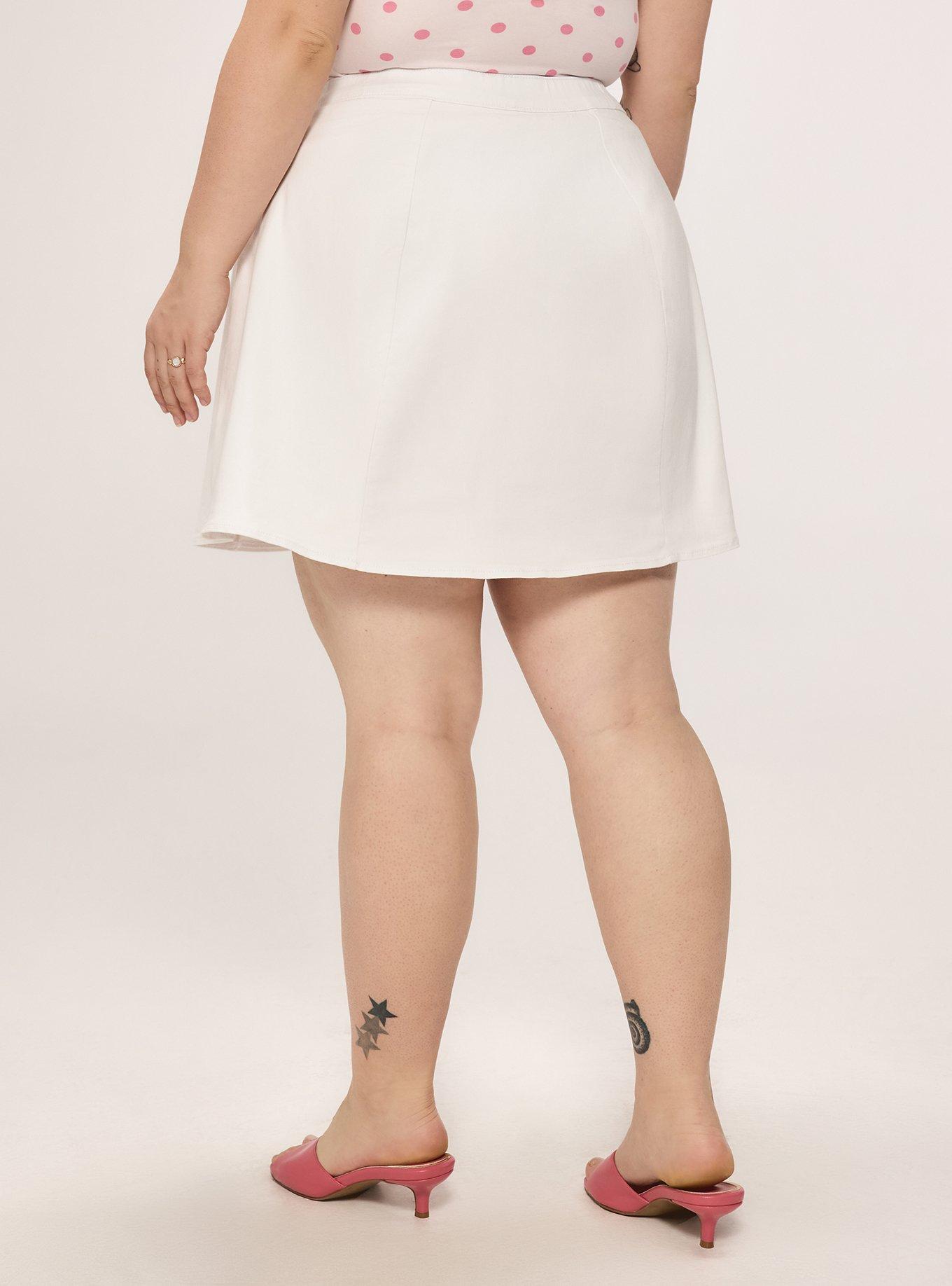 Retro Chic Super Soft Denim Circle Mini Skort, WHITE, alternate