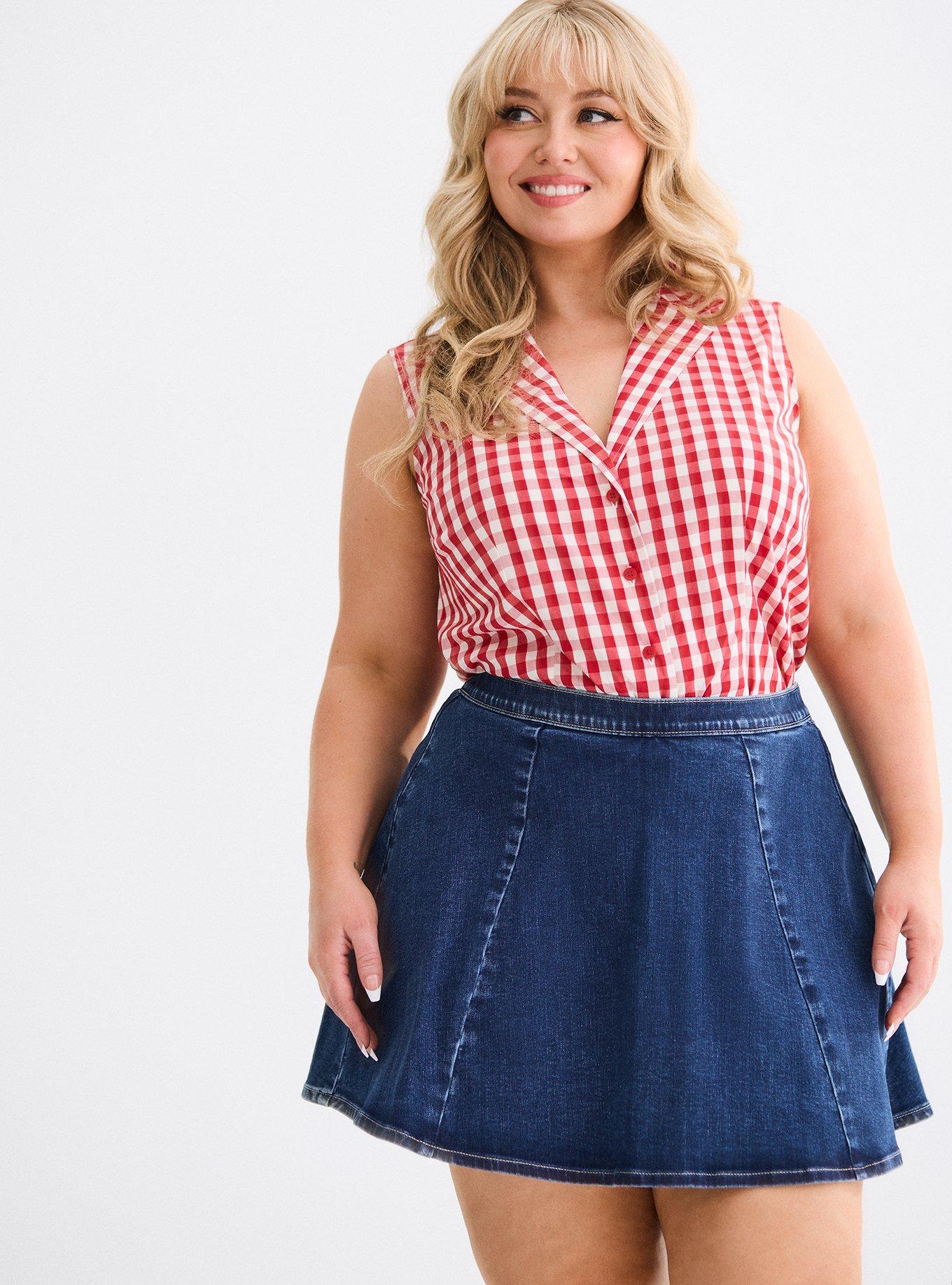 Retro Chic Denim Mini Skort