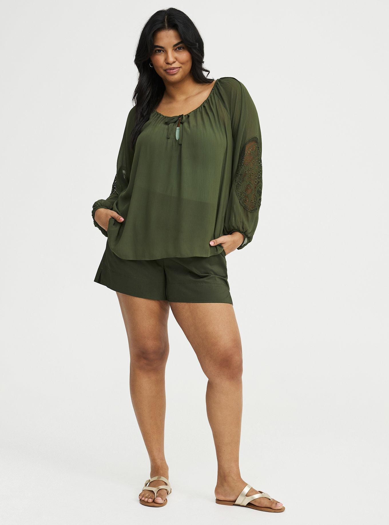 Lace Inset Chiffon Top, DEEP DEPTHS, alternate