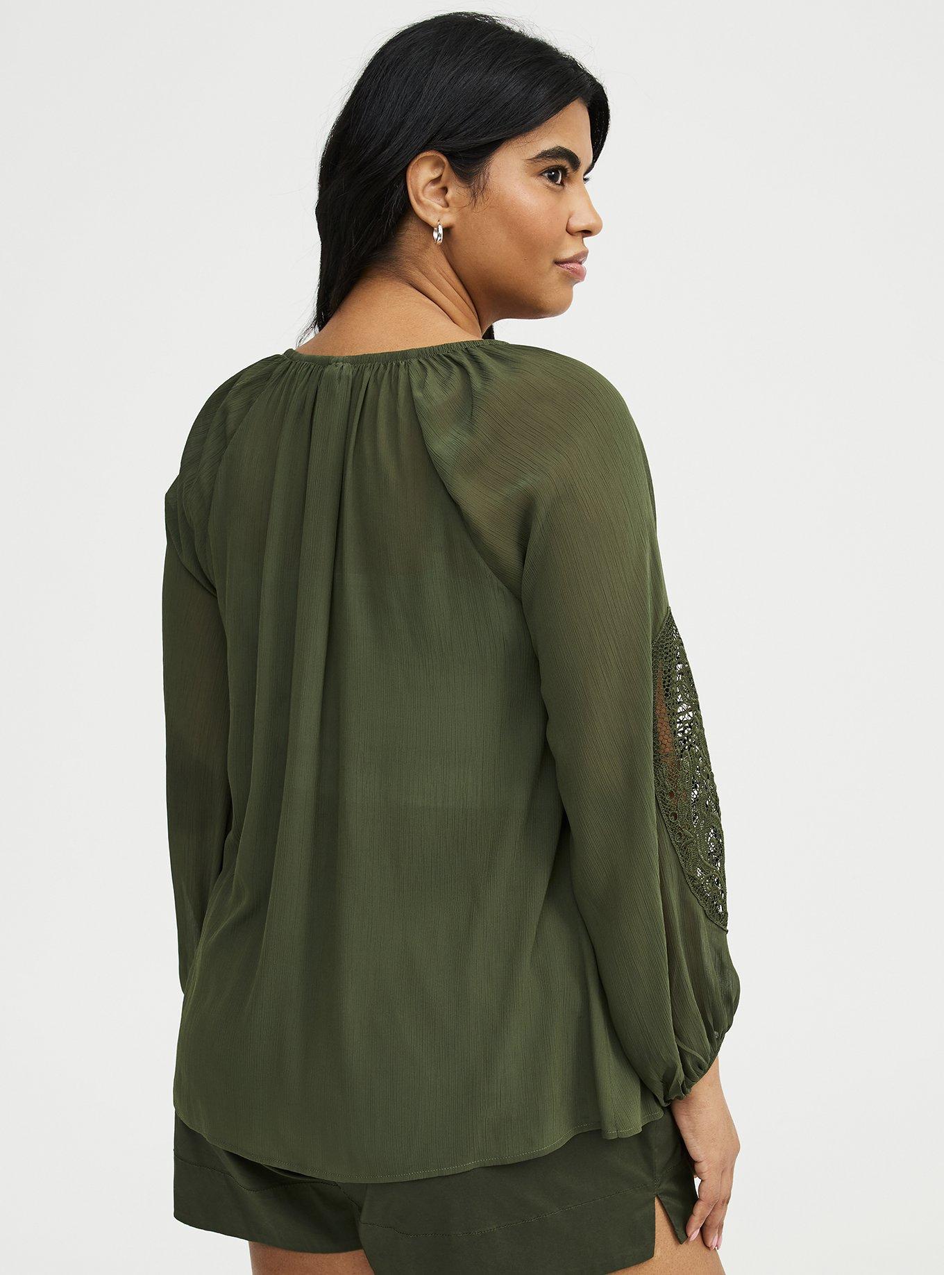 Lace Inset Chiffon Top, DEEP DEPTHS, alternate