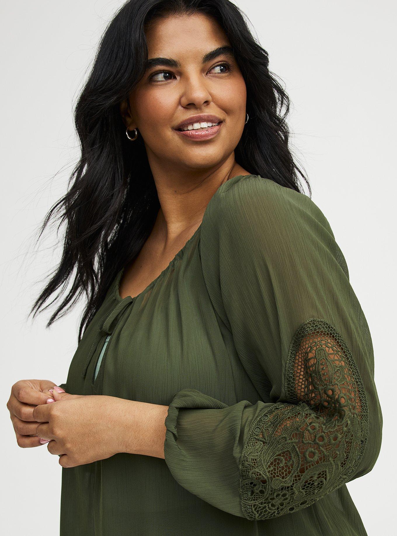 Lace Inset Chiffon Top, DEEP DEPTHS, alternate