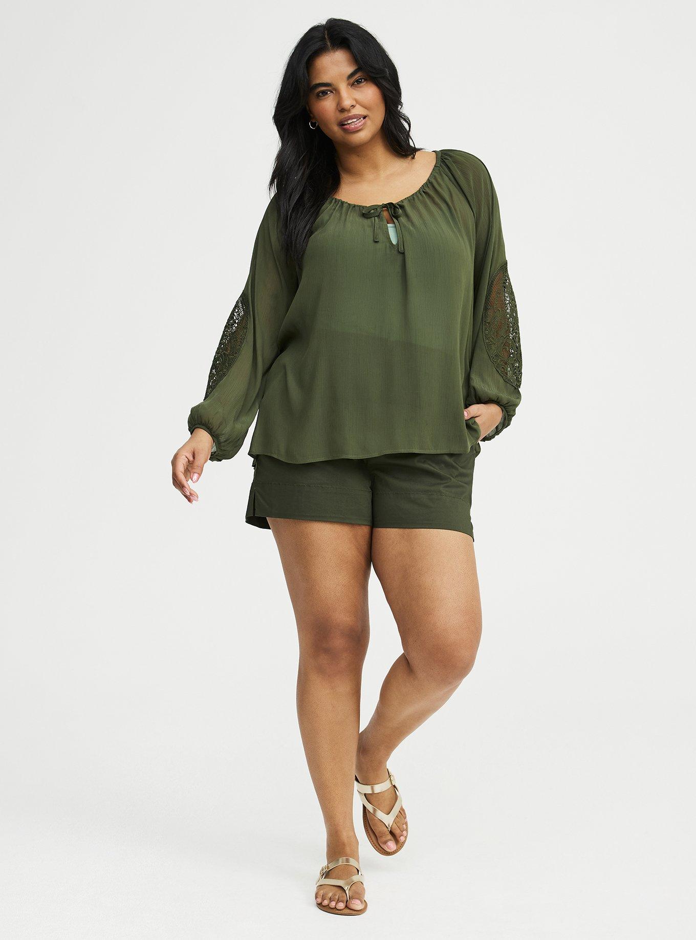 Lace Inset Chiffon Top, DEEP DEPTHS, alternate