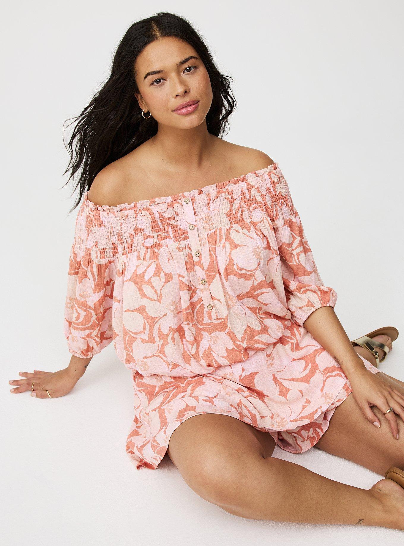 Crinkle Gauze Off-Shoulder Top