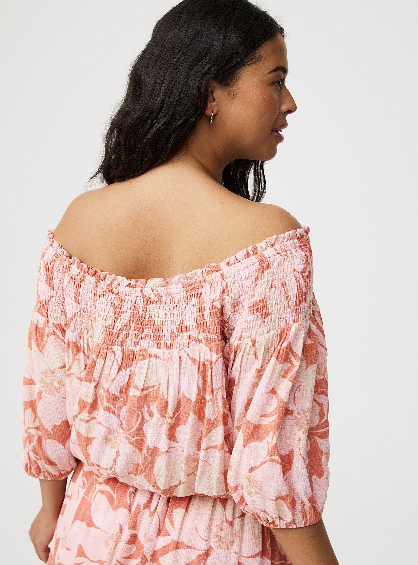 Crinkle Gauze Off-Shoulder Top