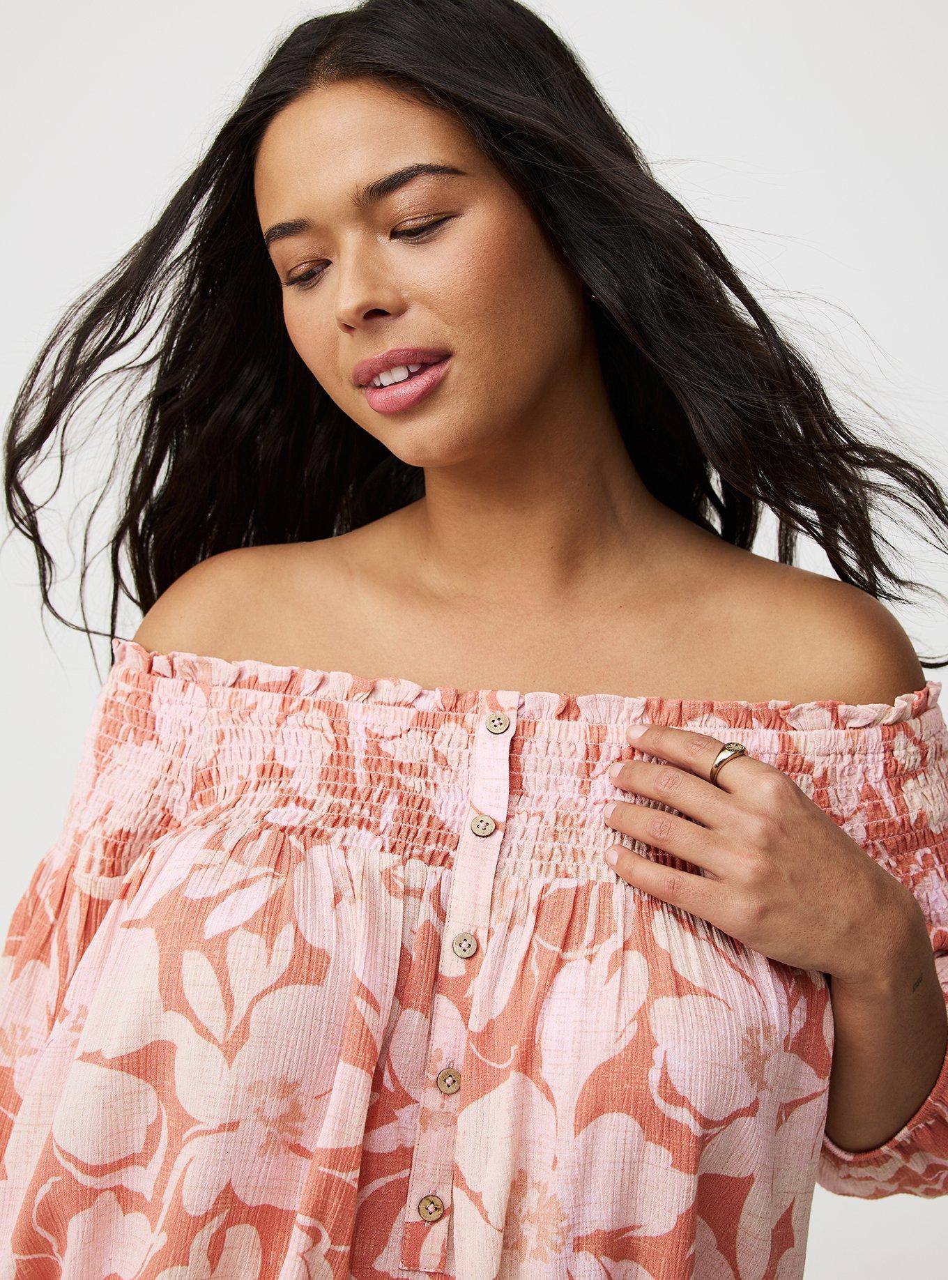 Crinkle Gauze Off-Shoulder Top
