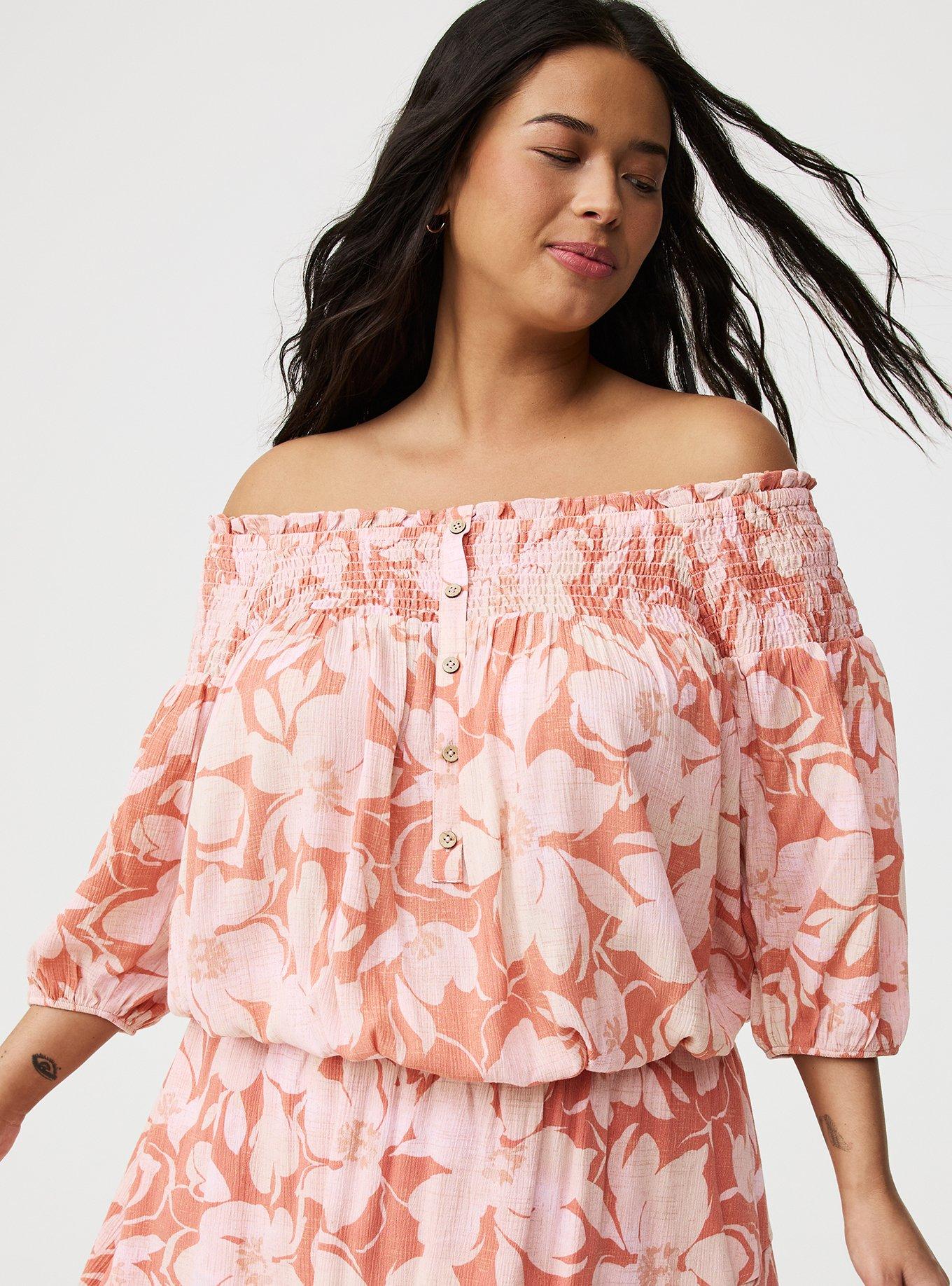 Crinkle Gauze Off-Shoulder Top