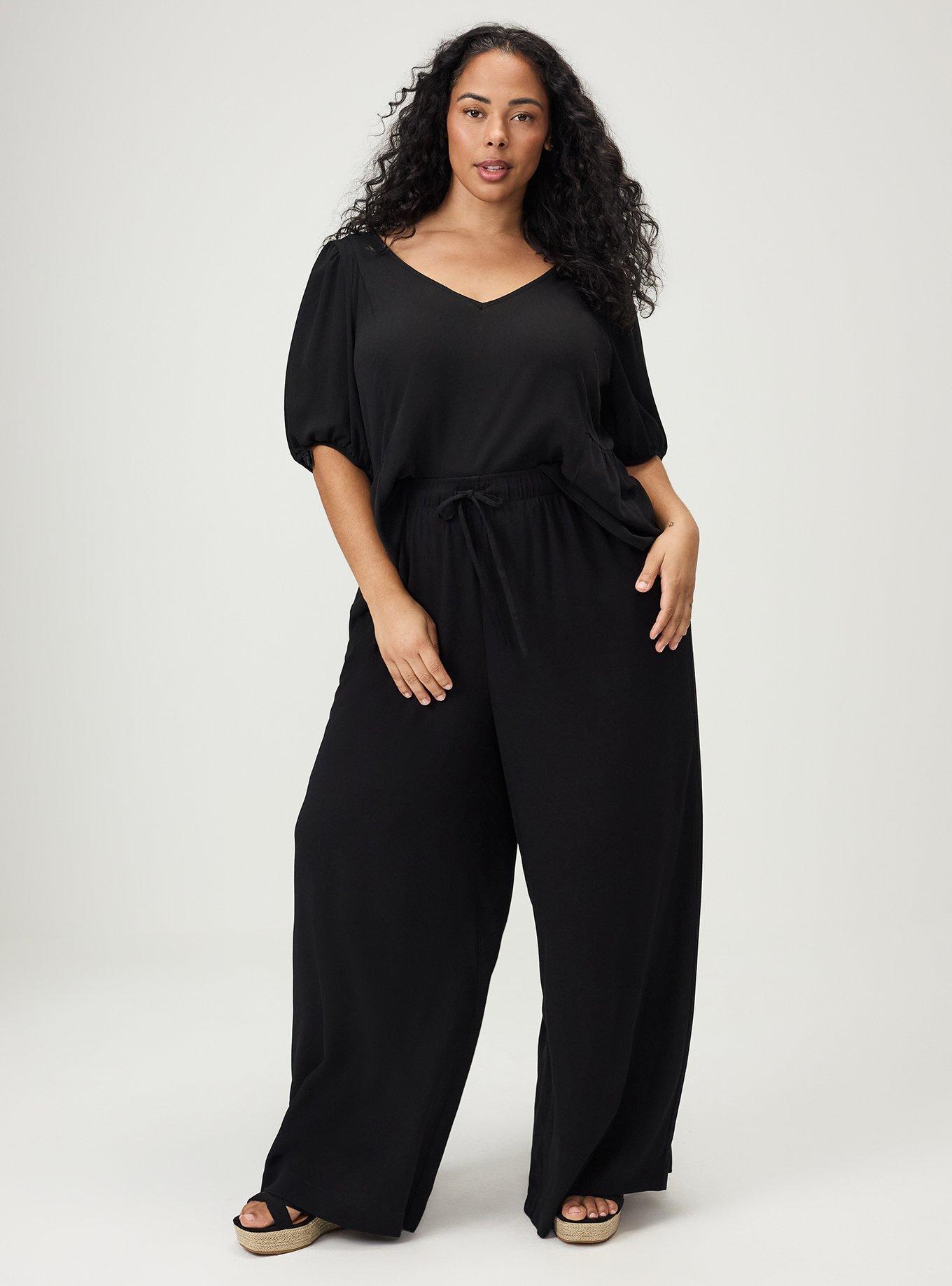 Tie Back Puff Sleeve Top, DEEP BLACK, alternate