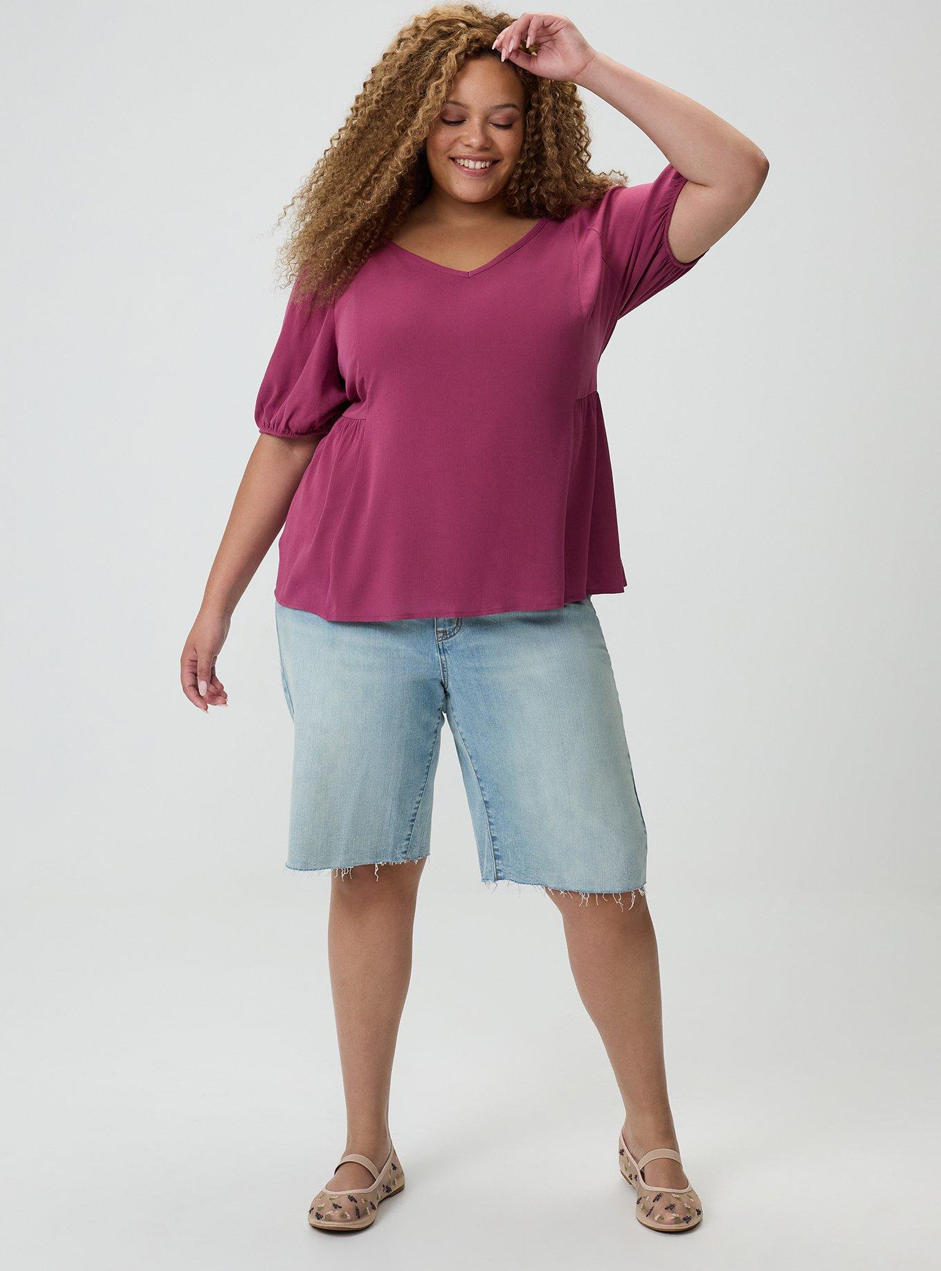 Tie Back Puff Sleeve Top, VIOLET QUARTZ, alternate