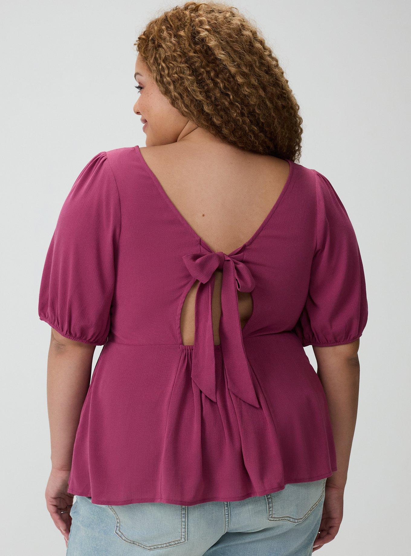 Tie Back Puff Sleeve Top, VIOLET QUARTZ, alternate