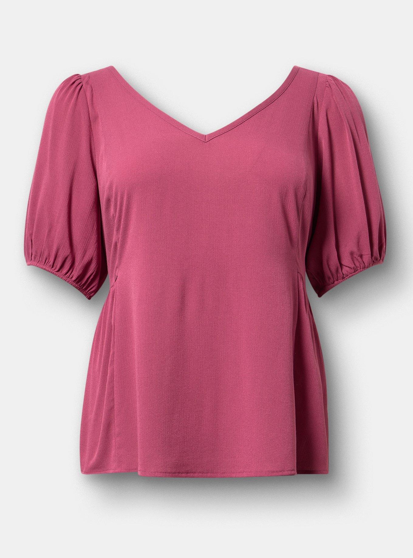 Tie Back Puff Sleeve Top, VIOLET QUARTZ, hi-res