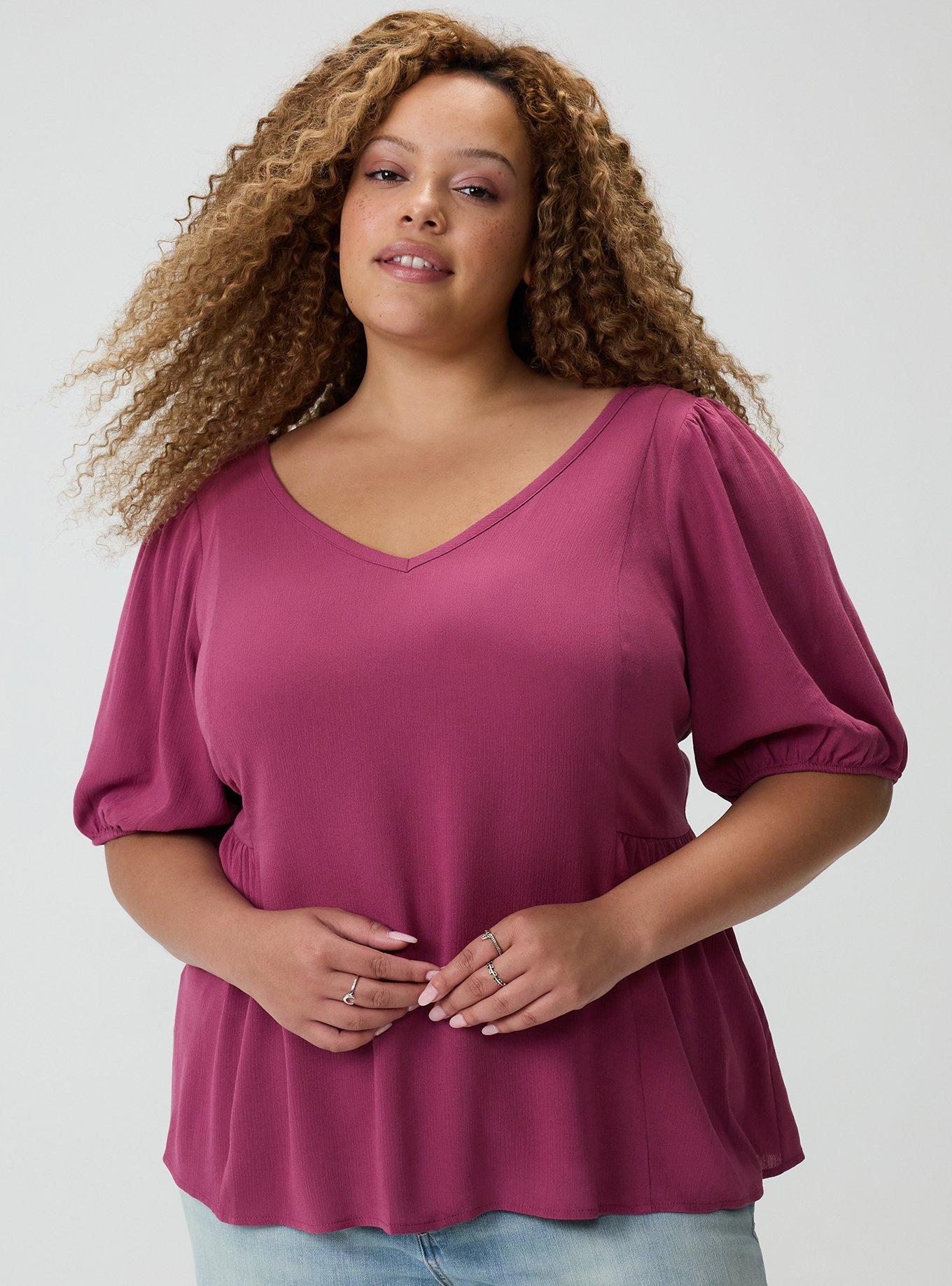 Tie Back Puff Sleeve Top, VIOLET QUARTZ, hi-res
