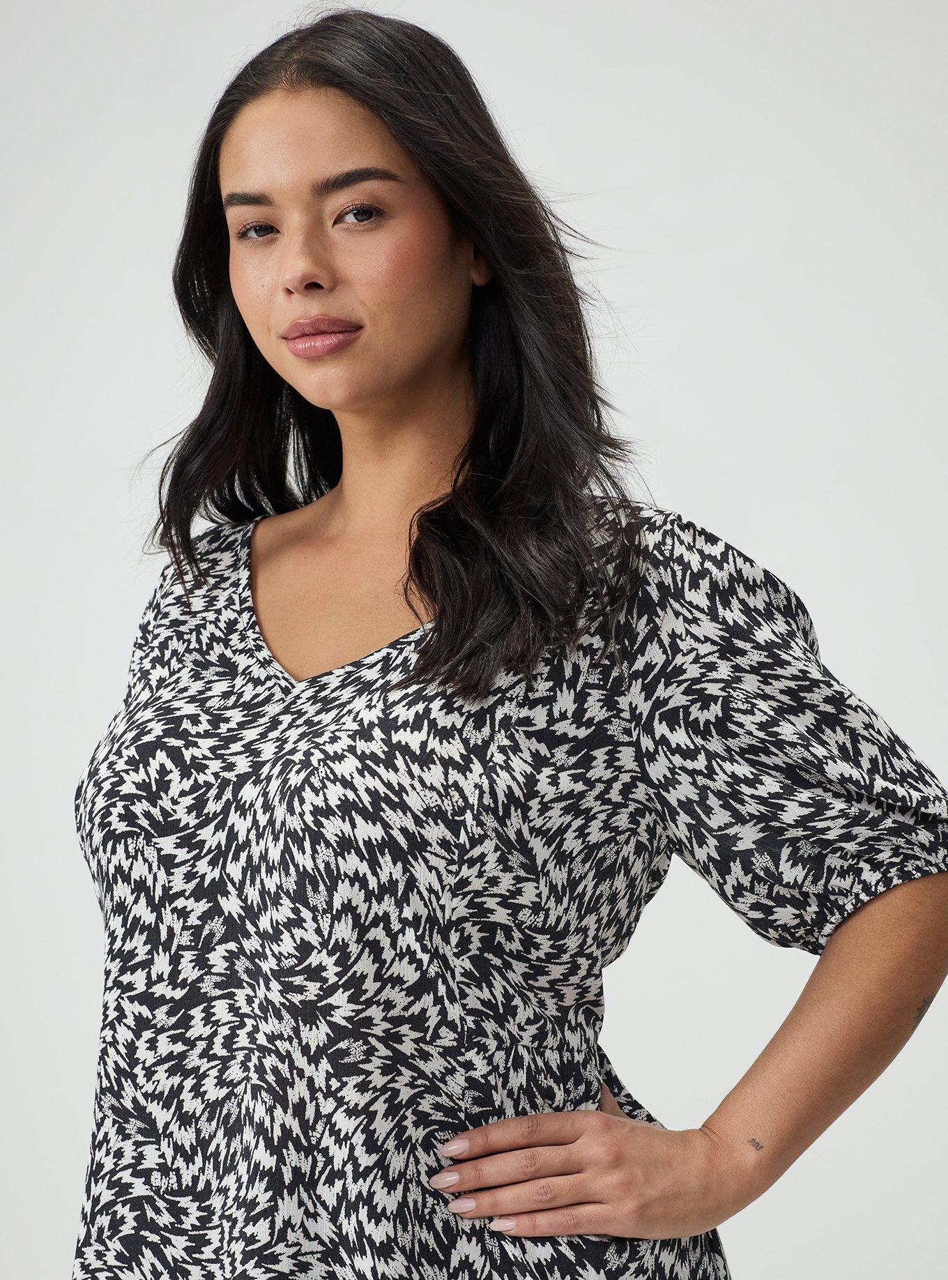 Tie Back Puff Sleeve Top, WHIRLWIND BLACK, alternate