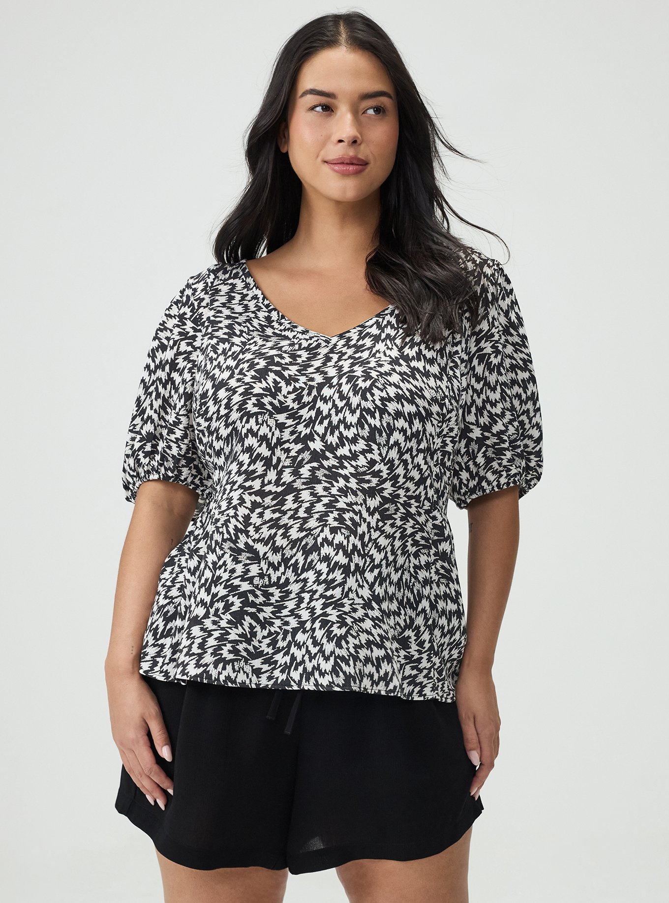 Plus Size - Tie Back Puff Sleeve Top - Torrid