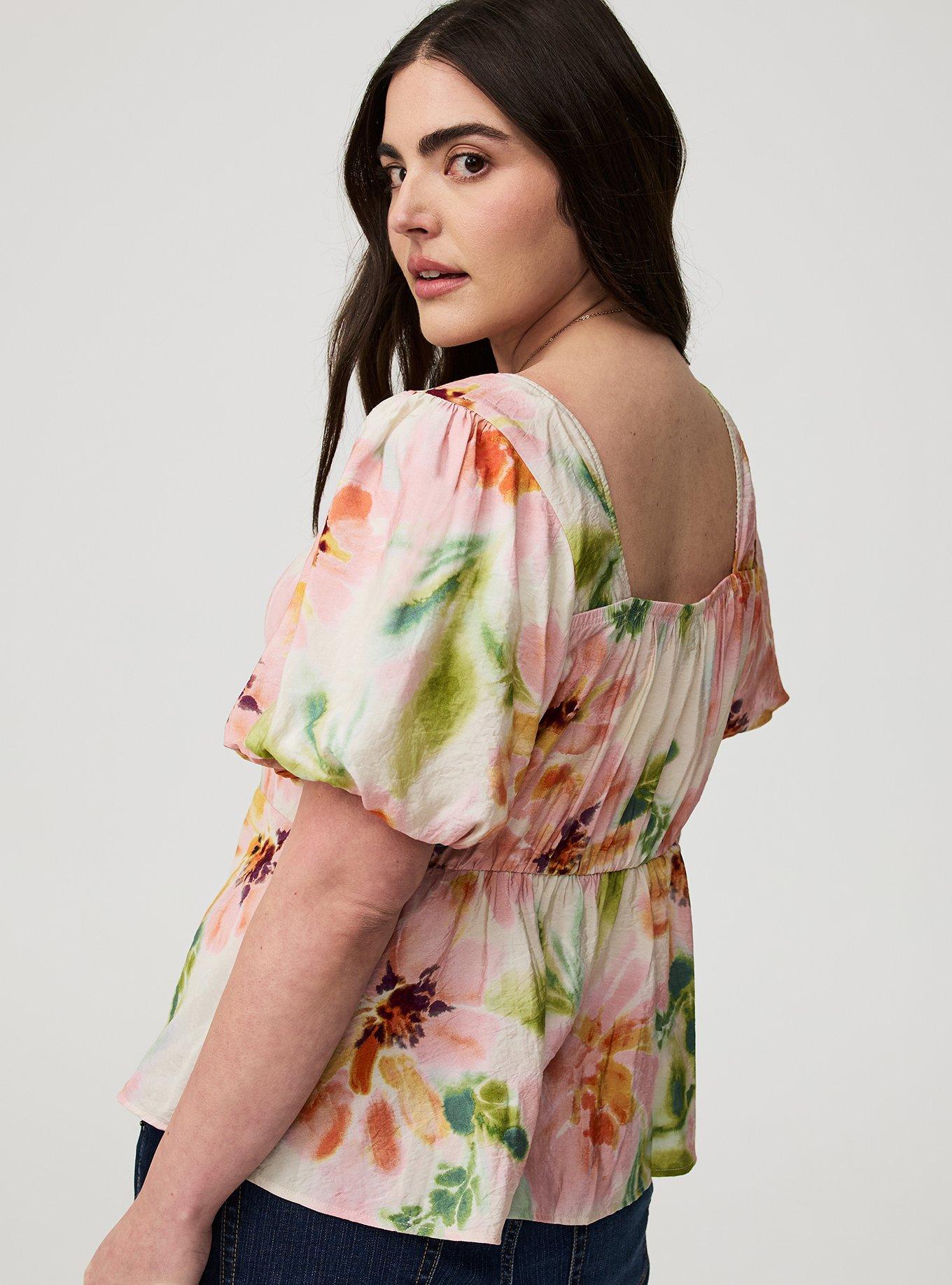 Peplum Square Neck Puff Sleeve Top