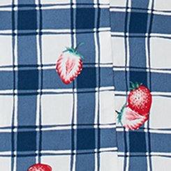 Retro Chic Tie-Front Button Up, STRAWBABIES PLAID BLUE, swatch