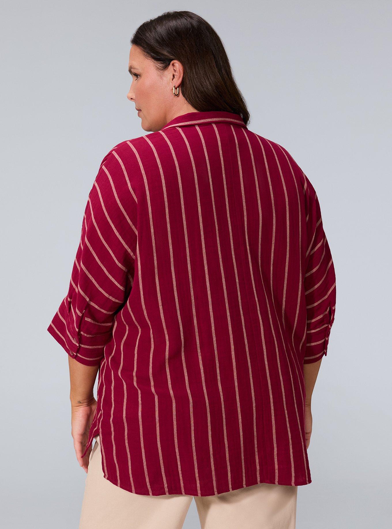 Belle Isle Cotton Linen Popover Tunic, BLEEKER STRIPE BURGUNDY, alternate
