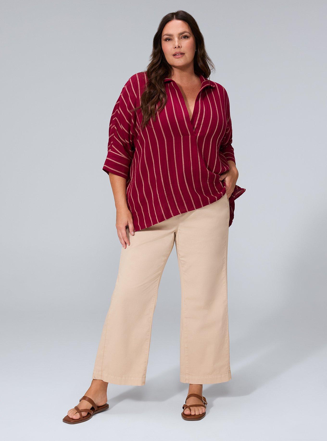 Belle Isle Cotton Linen Popover Tunic, BLEEKER STRIPE BURGUNDY, alternate