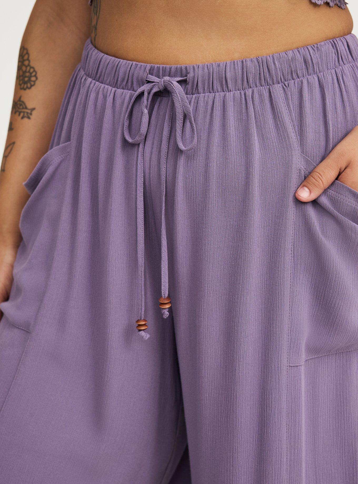 High-Rise Wide-Leg Gauze Pant, PURPLE SAGE, alternate