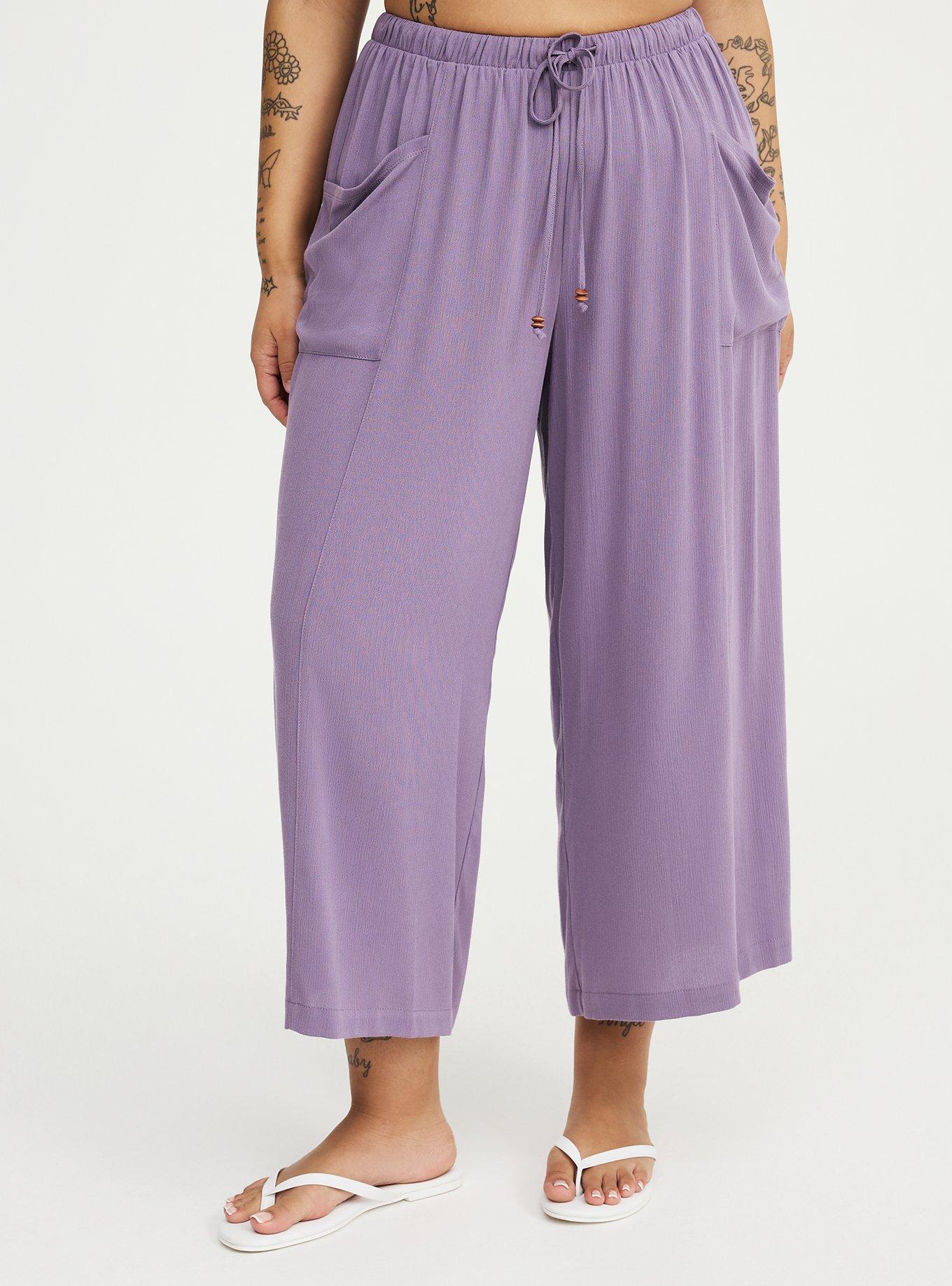 High-Rise Wide-Leg Gauze Pant, PURPLE SAGE, alternate