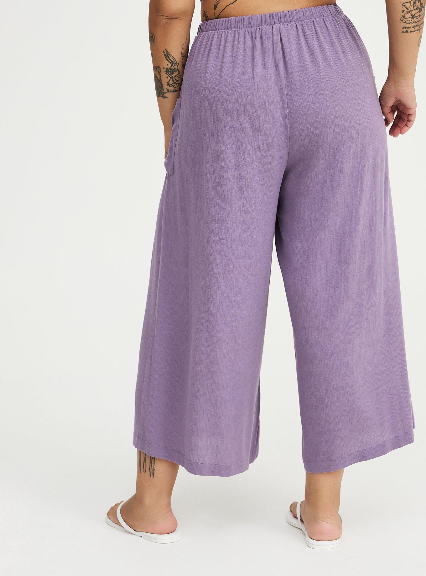 High-Rise Wide-Leg Gauze Pant, PURPLE SAGE, alternate