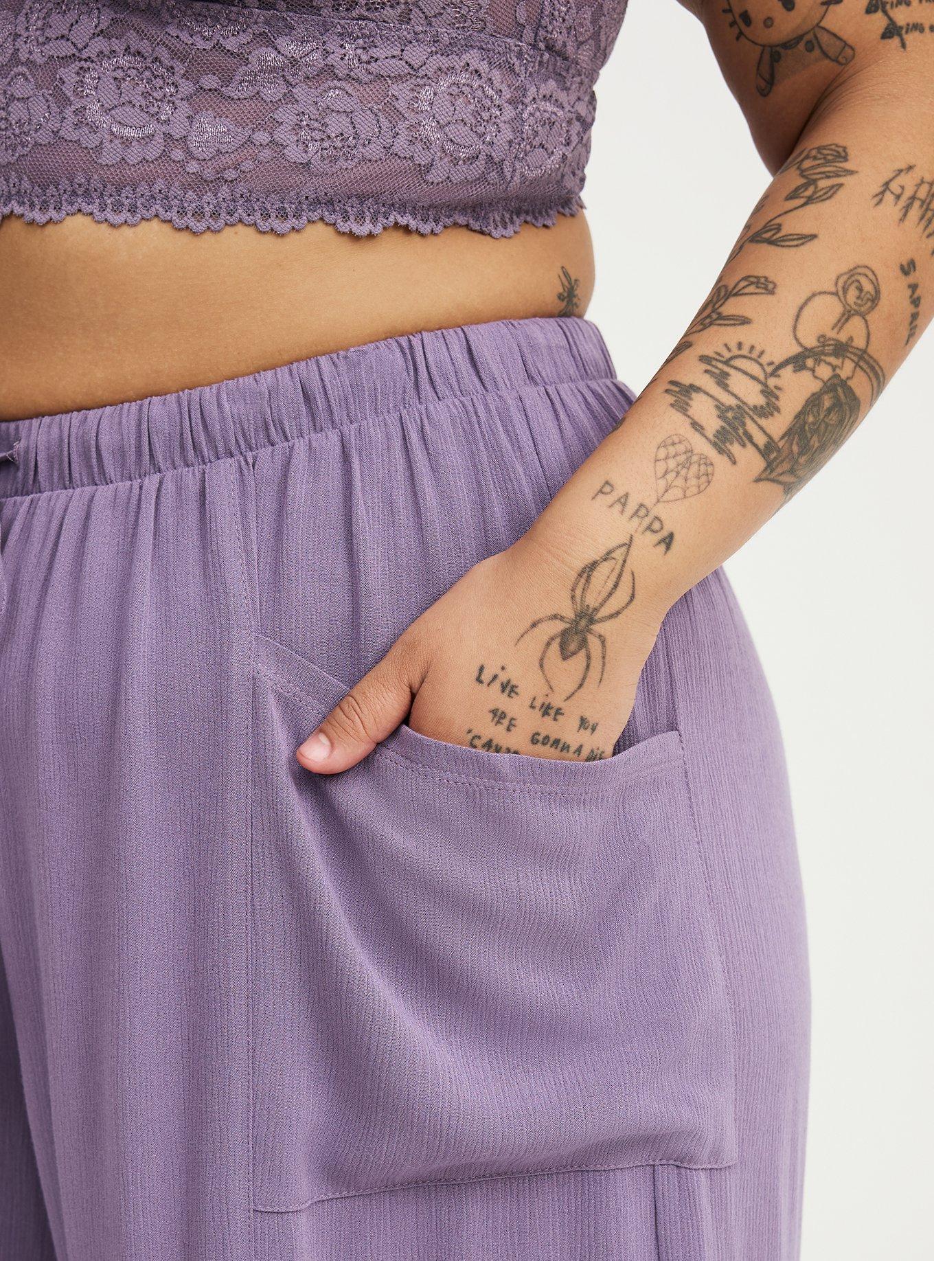 High-Rise Wide-Leg Gauze Pant, PURPLE SAGE, alternate