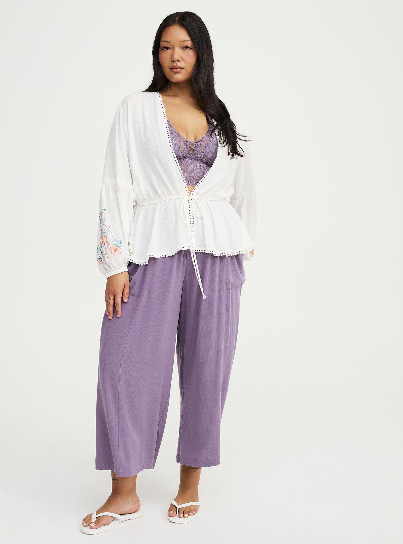 High-Rise Wide-Leg Gauze Pant, PURPLE SAGE, alternate