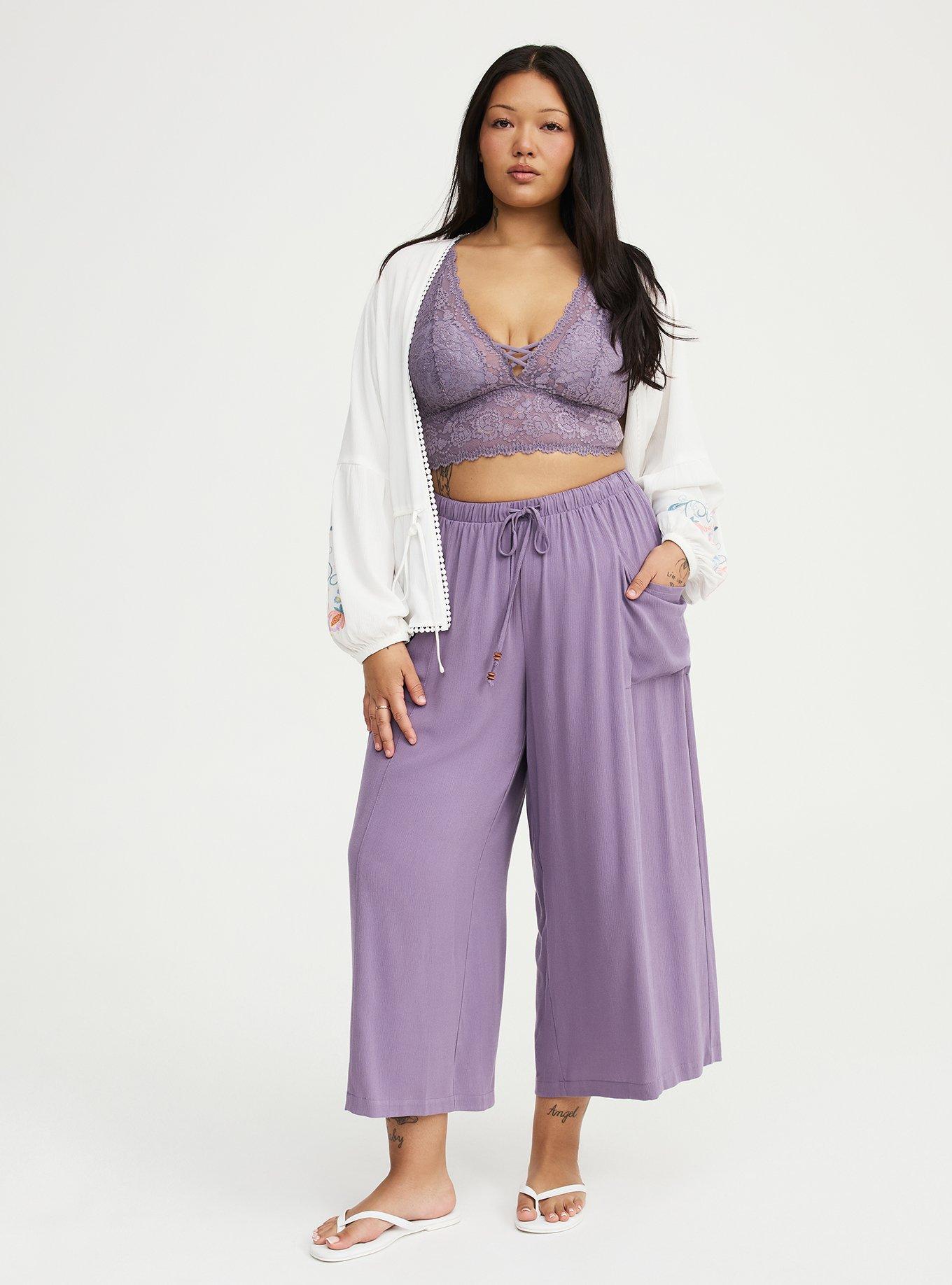 High-Rise Wide-Leg Gauze Pant, PURPLE SAGE, hi-res