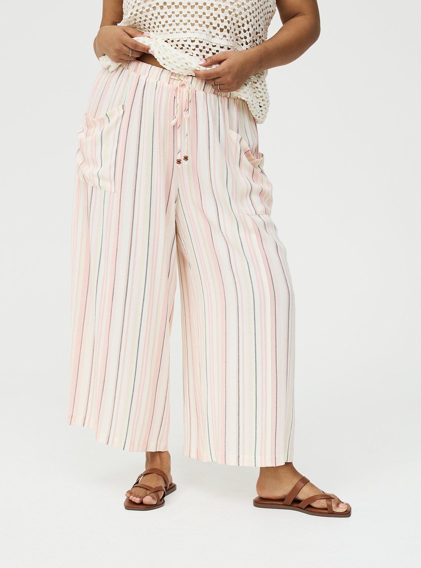 Pull-On Straight Leg High-Rise Pant, CASEY STRIPE IVORY, alternate