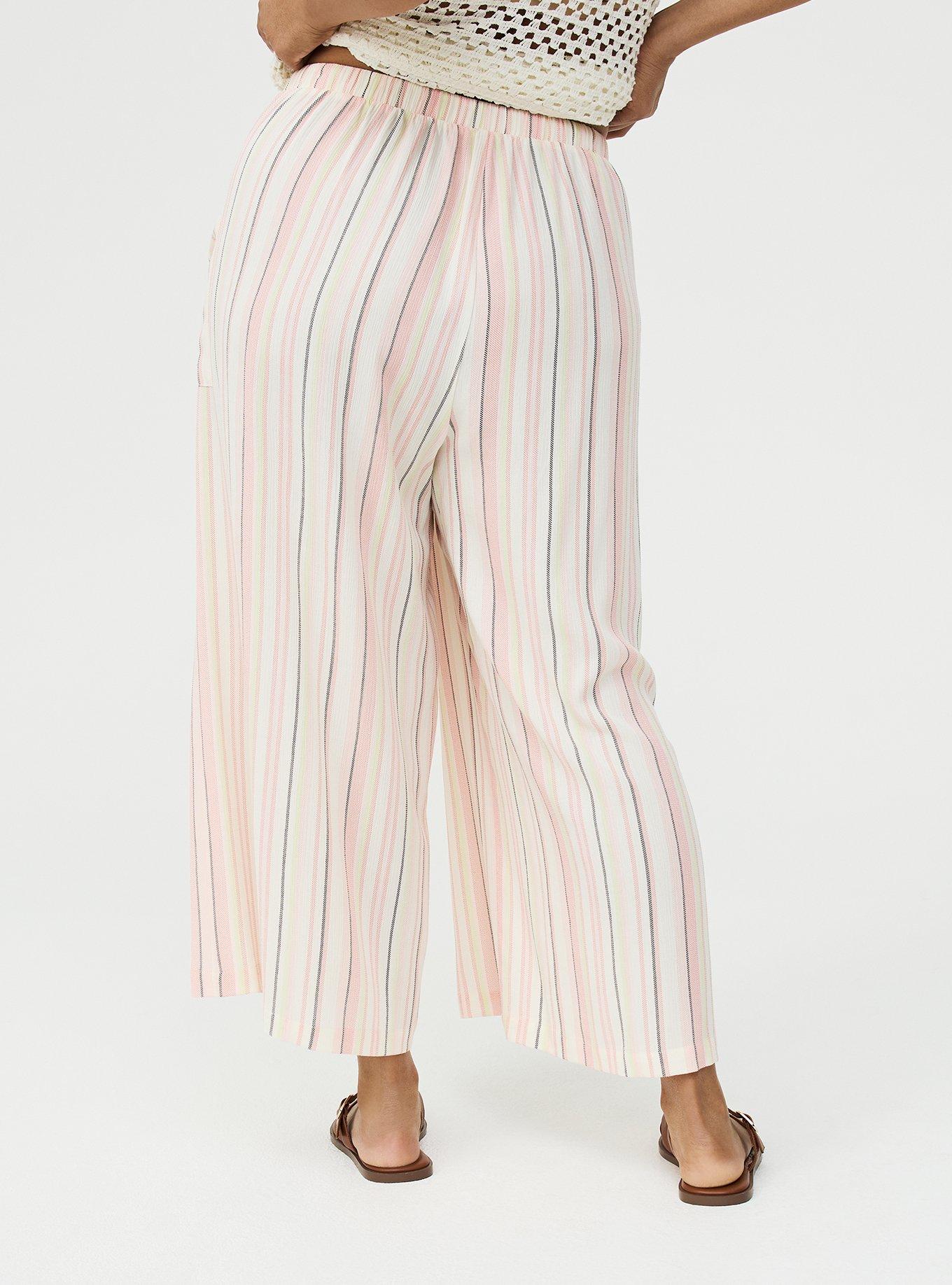 Pull-On Straight Leg High-Rise Pant, CASEY STRIPE IVORY, alternate