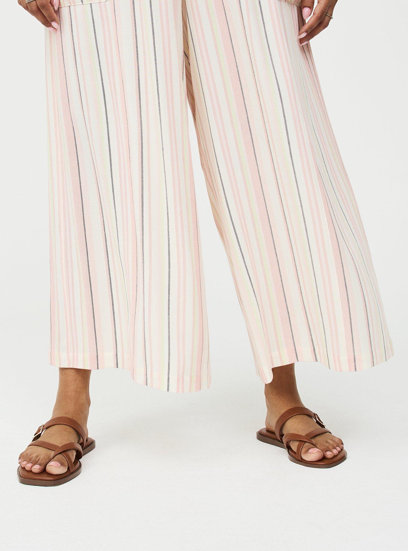 Pull-On Straight Leg High-Rise Pant, CASEY STRIPE IVORY, alternate
