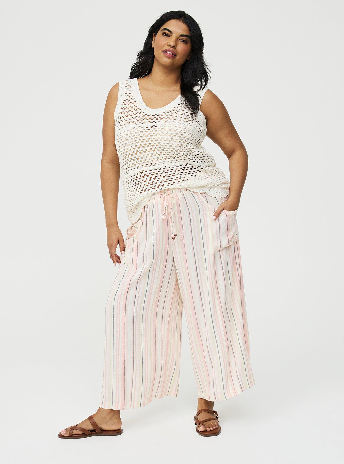 Pull-On Straight Leg High-Rise Pant, CASEY STRIPE IVORY, hi-res