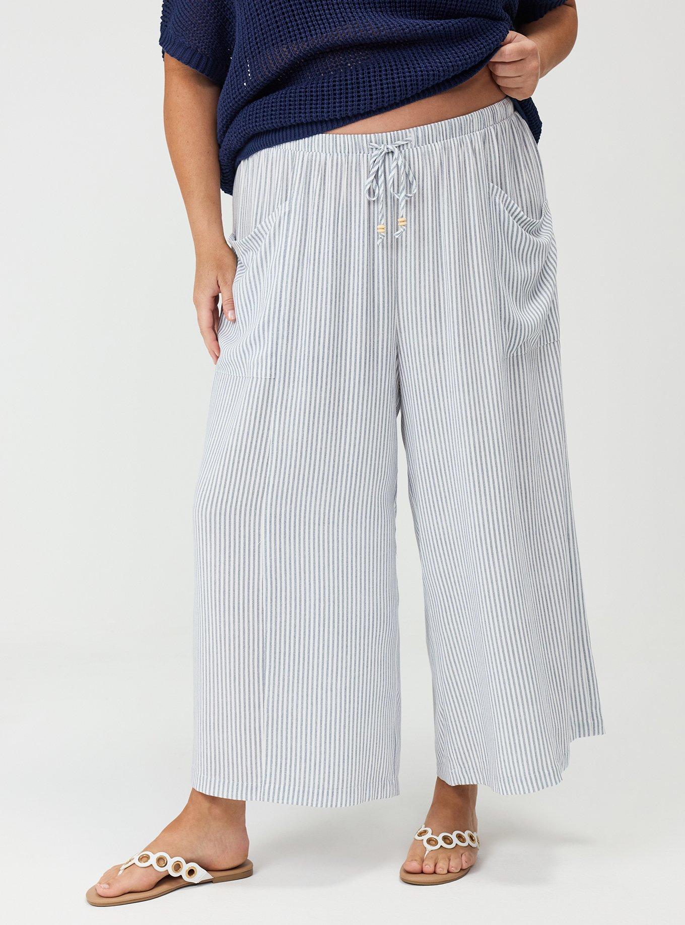 High-Rise Wide-Leg Gauze Pant, PORTER STRIPE NAVY, alternate