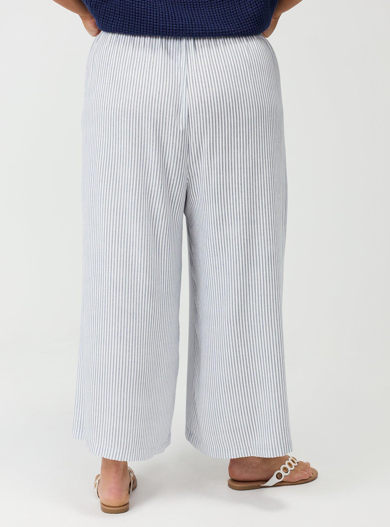 High-Rise Wide-Leg Gauze Pant, PORTER STRIPE NAVY, alternate