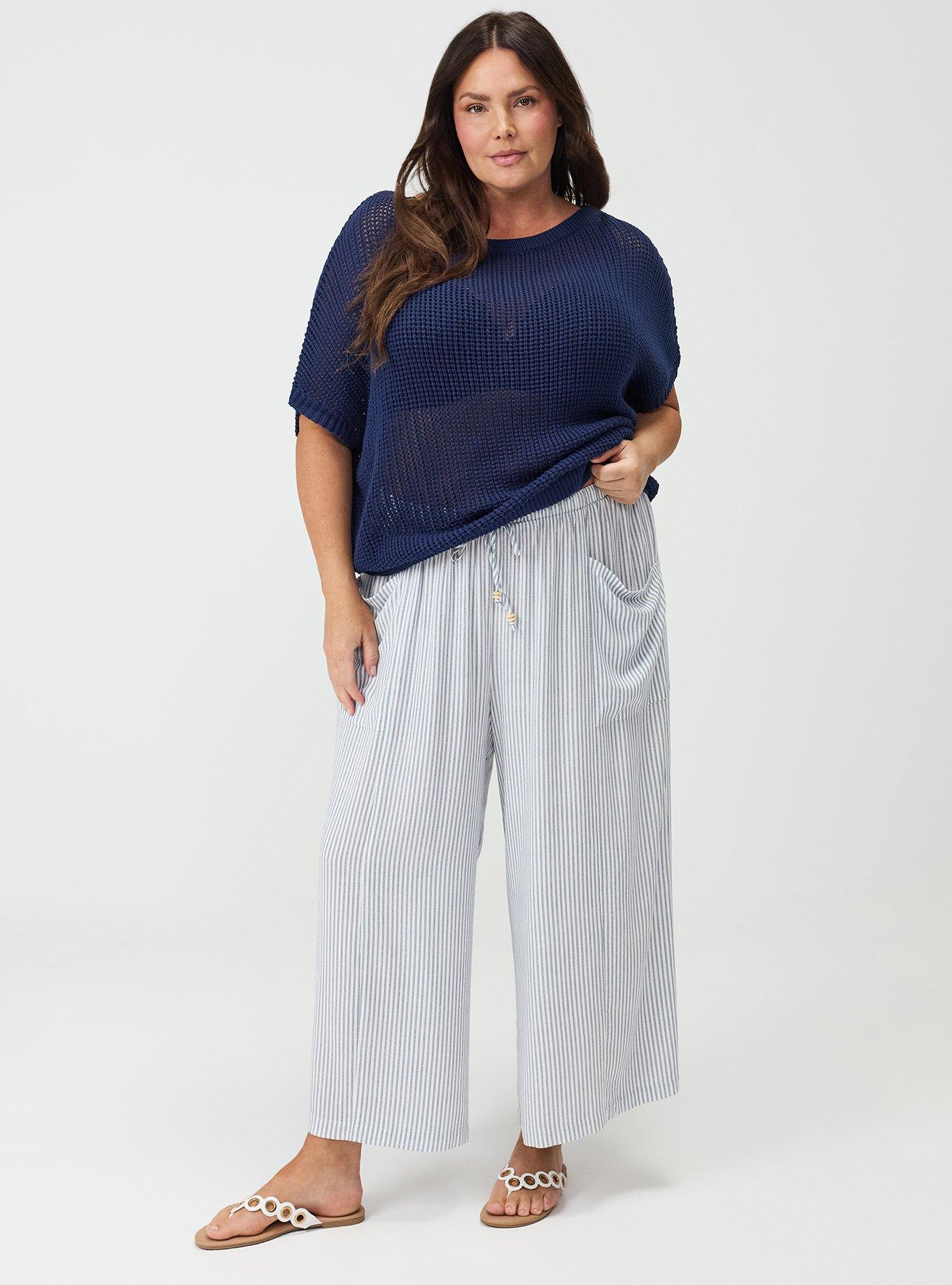 High-Rise Wide-Leg Gauze Pant, PORTER STRIPE NAVY, alternate