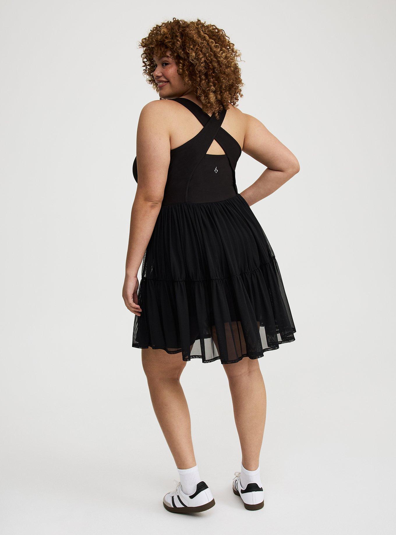 knee length dresses for ladies Plus Size Black Ditsy Floral Print On Mesh Fabric Spaghetti Strap Party Cami Mini Bodycon Dress_ 2XL