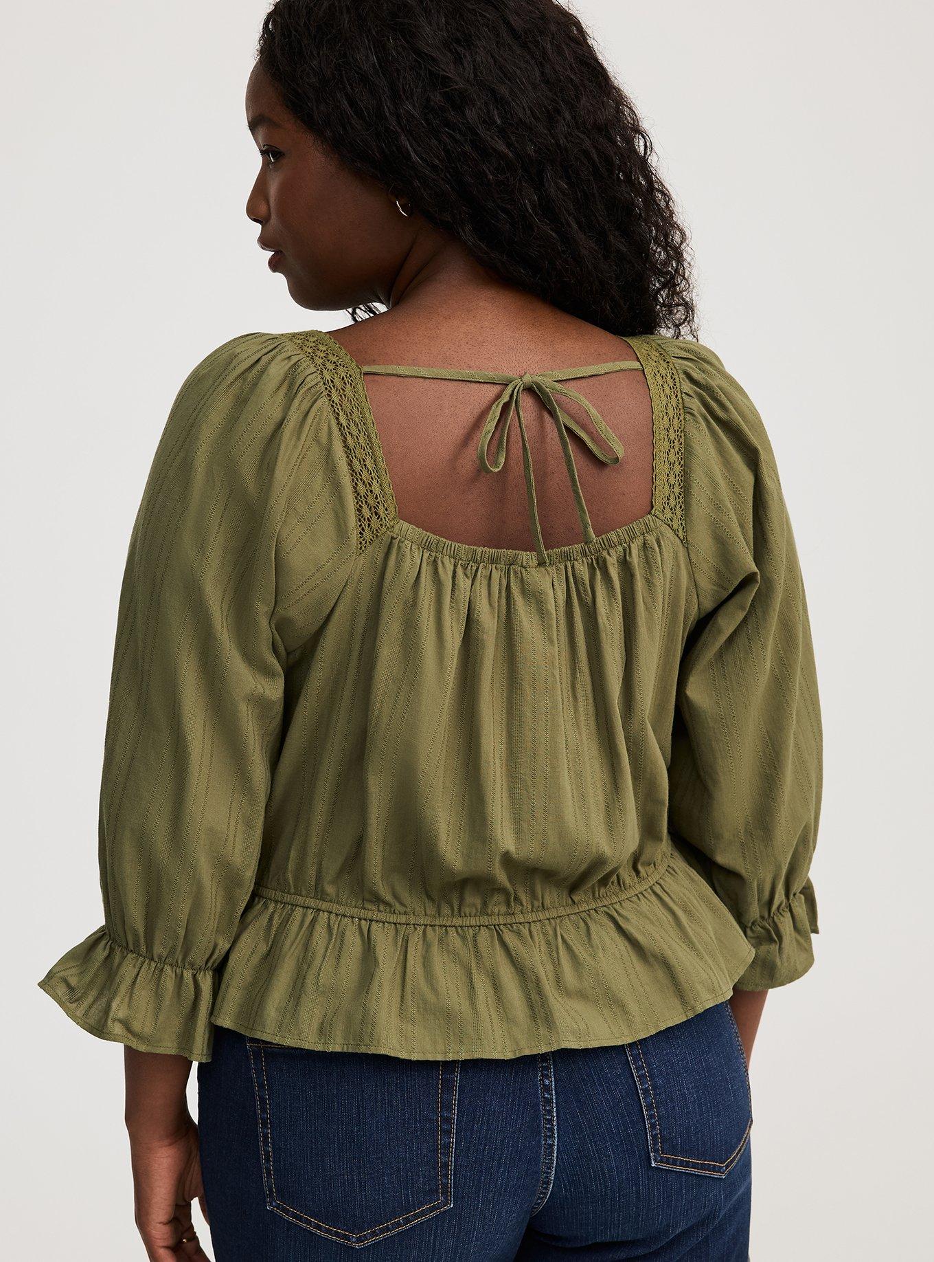 Cotton Dobby Square Neck Top