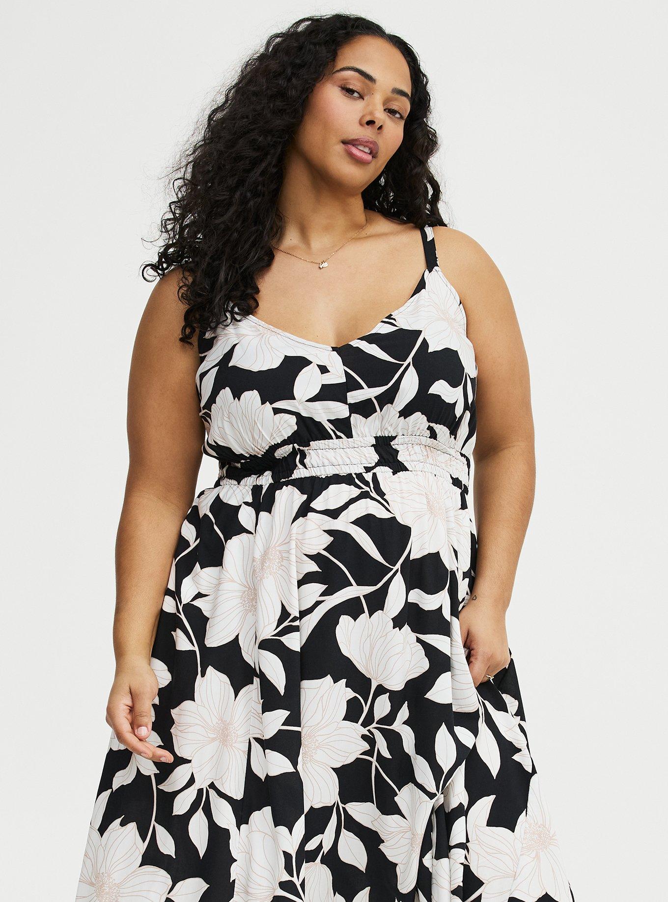 Midi V-Neck Dress, BLUEPRINT FLORAL BLACK, alternate