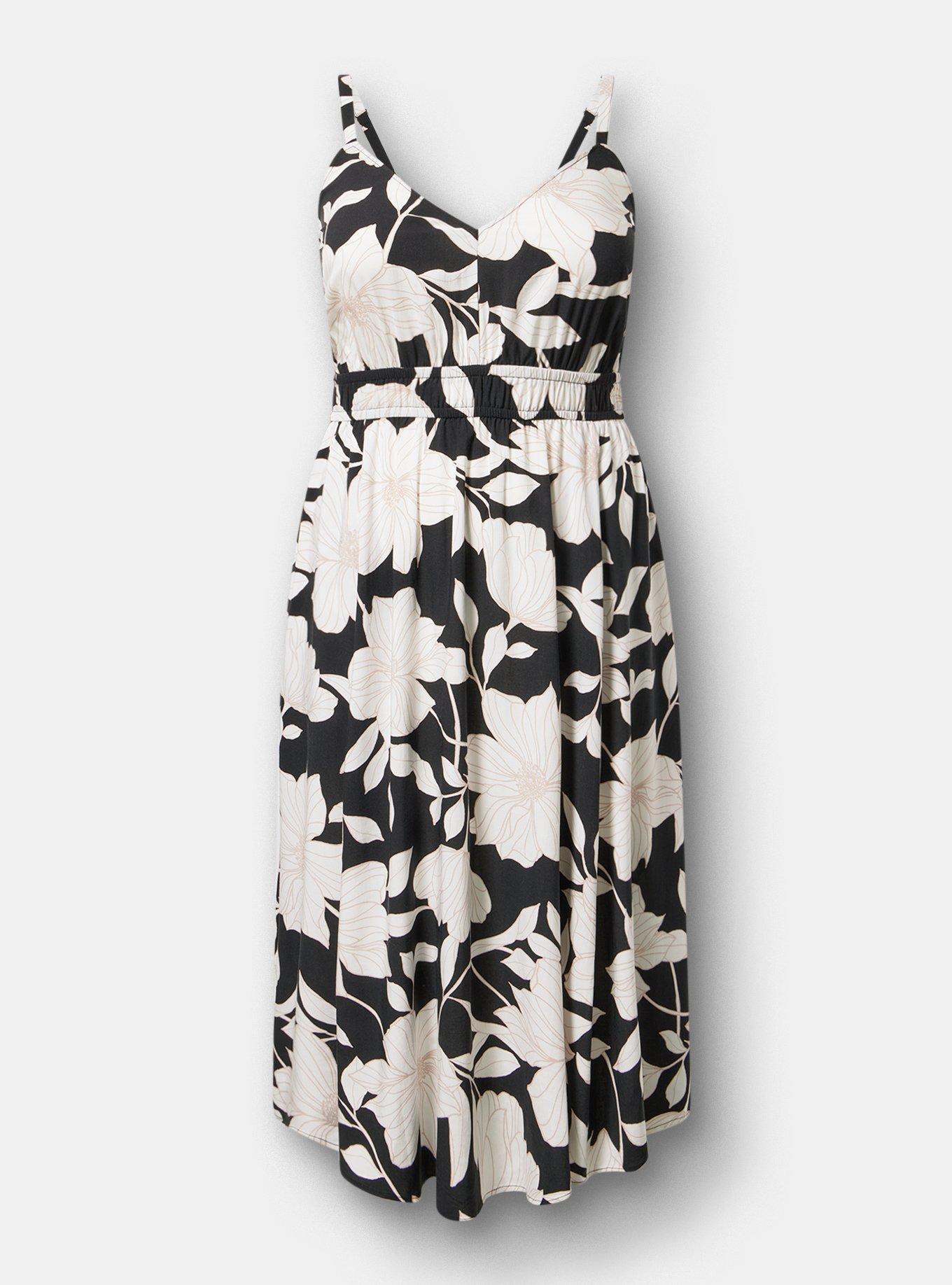Midi V-Neck Dress, BLUEPRINT FLORAL BLACK, hi-res