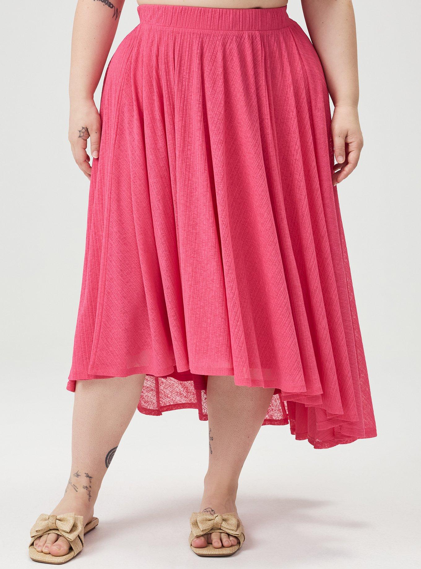 Off-Shoulder Hi-Low Skirt Set, FANDANGO PINK, alternate