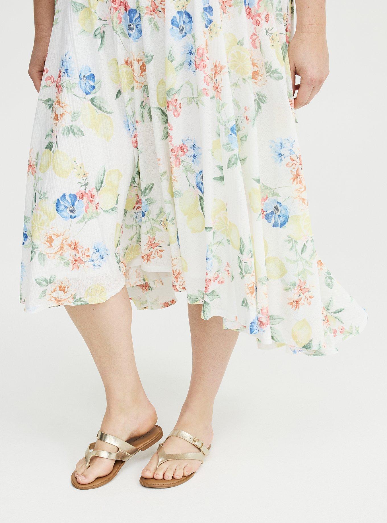 Off-Shoulder Hi-Low Skirt Set, CRUSING LEMON FLORAL WHITE, alternate