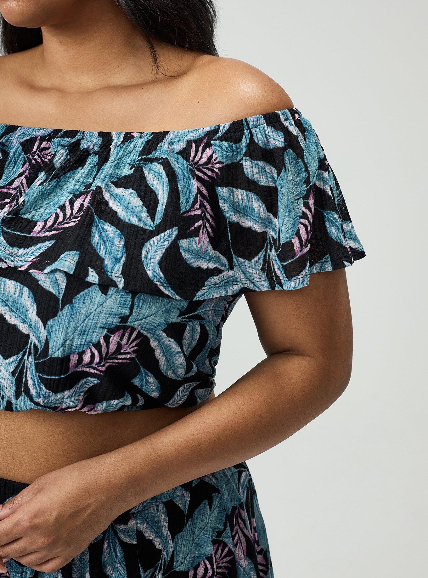 Off-Shoulder Hi-Low Skirt Set, PRETTY TROPICAL MULTI, alternate